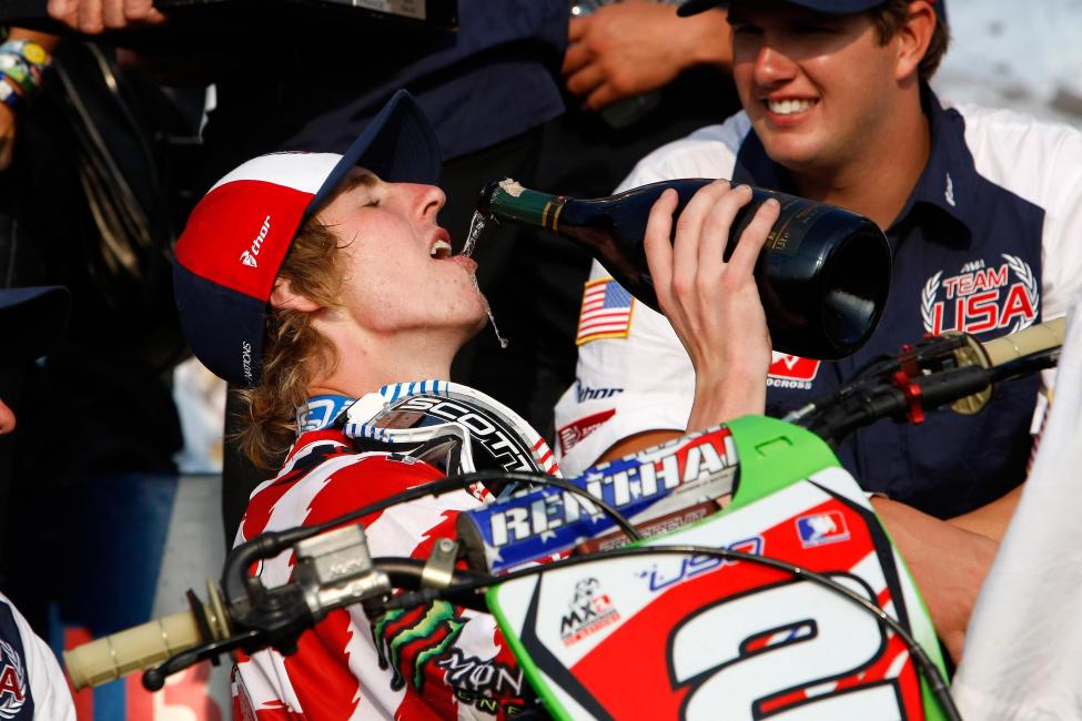 Weimer celebrating another successful Motocross of Nations for Team USA.