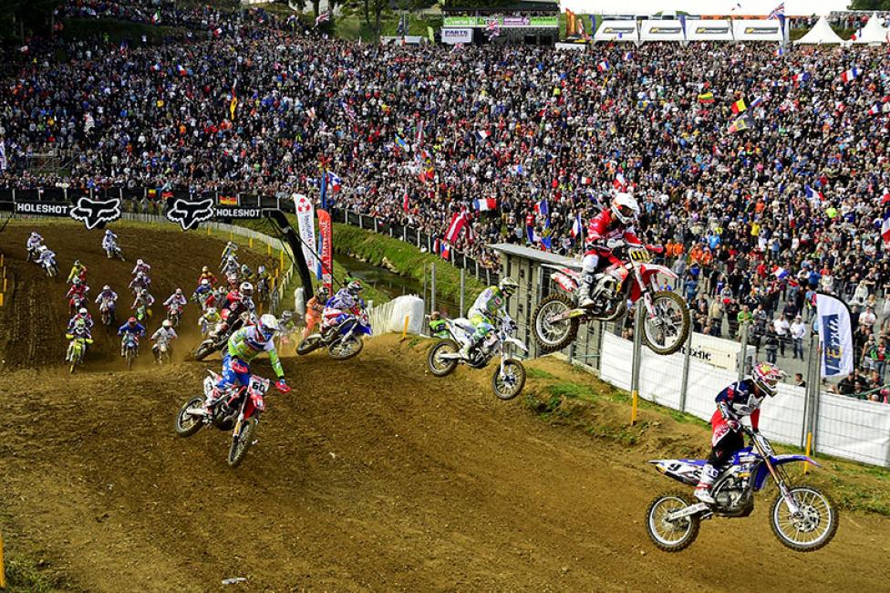 Big crowd, bright nation colors, good weather...this event is always something special. That's Webb (9) getting away at the start of the Open heat.