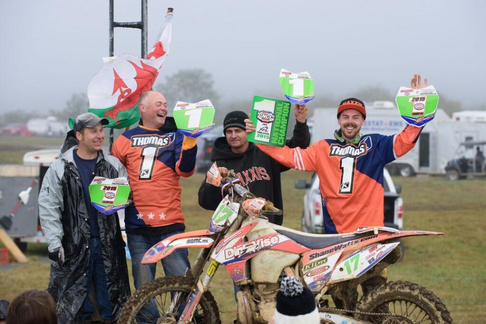 Newly crowned 2015 XC2 Pro Lites class champion, Jason Thomas, celebrates with his dad.