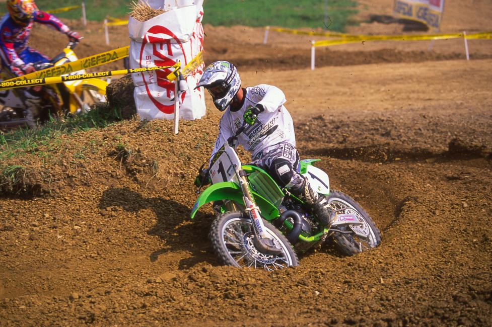 See McGrath back there on that Suzuki? He struggled with a last-second switch to that mount in 1997, and Jeff Emig reeled in both titles that year.