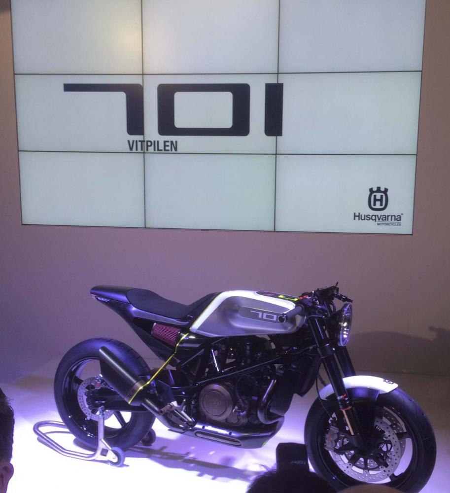 Another incredible Husky street concept, the Vitpilen 701. Same engine as the new production 701 Enduro, in a way-cool wrapper. Just a concept though!