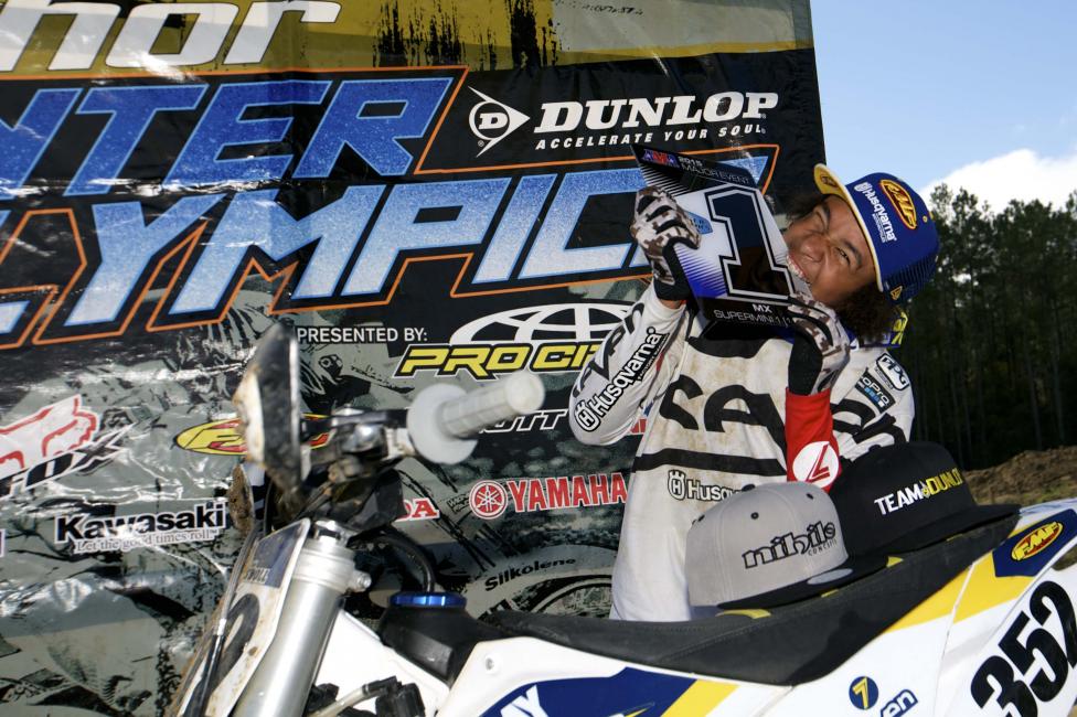 Jalek Swoll celebrates a Super Mini win.