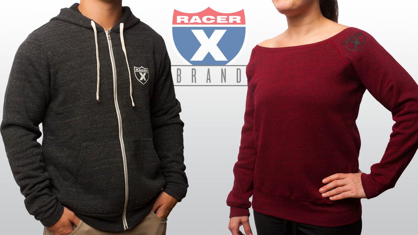 Zip-Up Shield Hoodie and Women’s Wide Neck Shield Sweatshirt