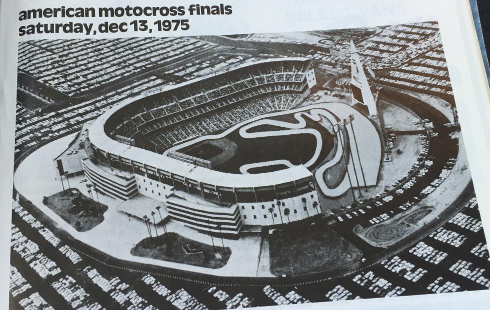 The 1975 Anaheim track was a little different than what we see today, as is the whole stadium.