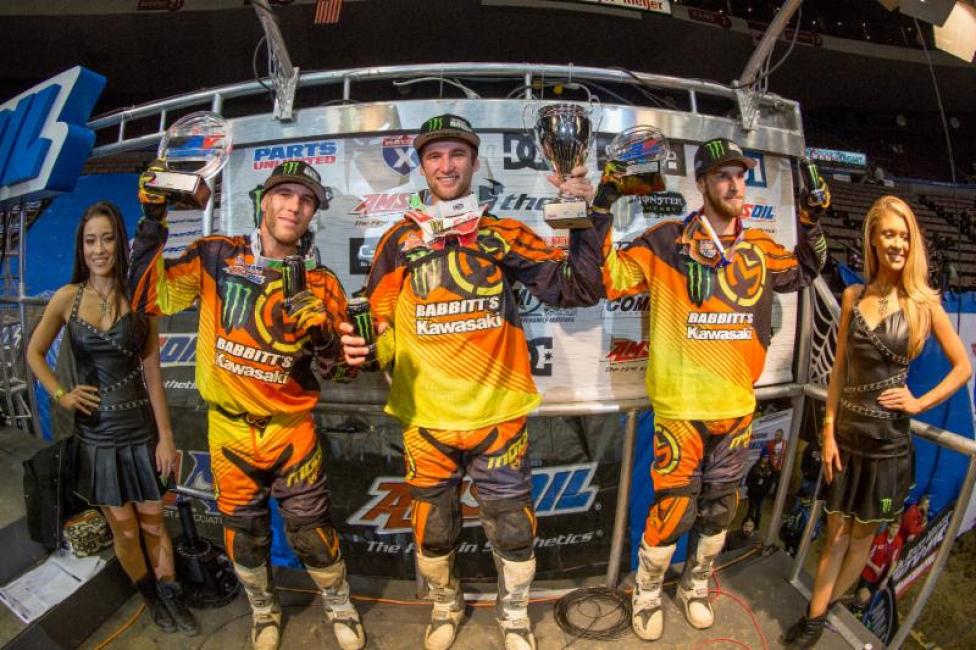 Faith (center) led his Team Babbitt's teammates Hayes (right) and Blose (left) to a 1-2-3 sweep in Cincinnati.