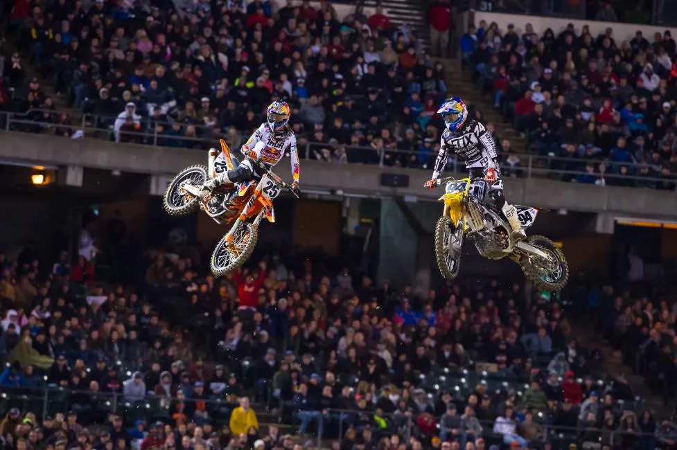 Good to see a couple of fine international imports, Ken Roczen and Marvin Musquin, doing some race work together last Saturday night.