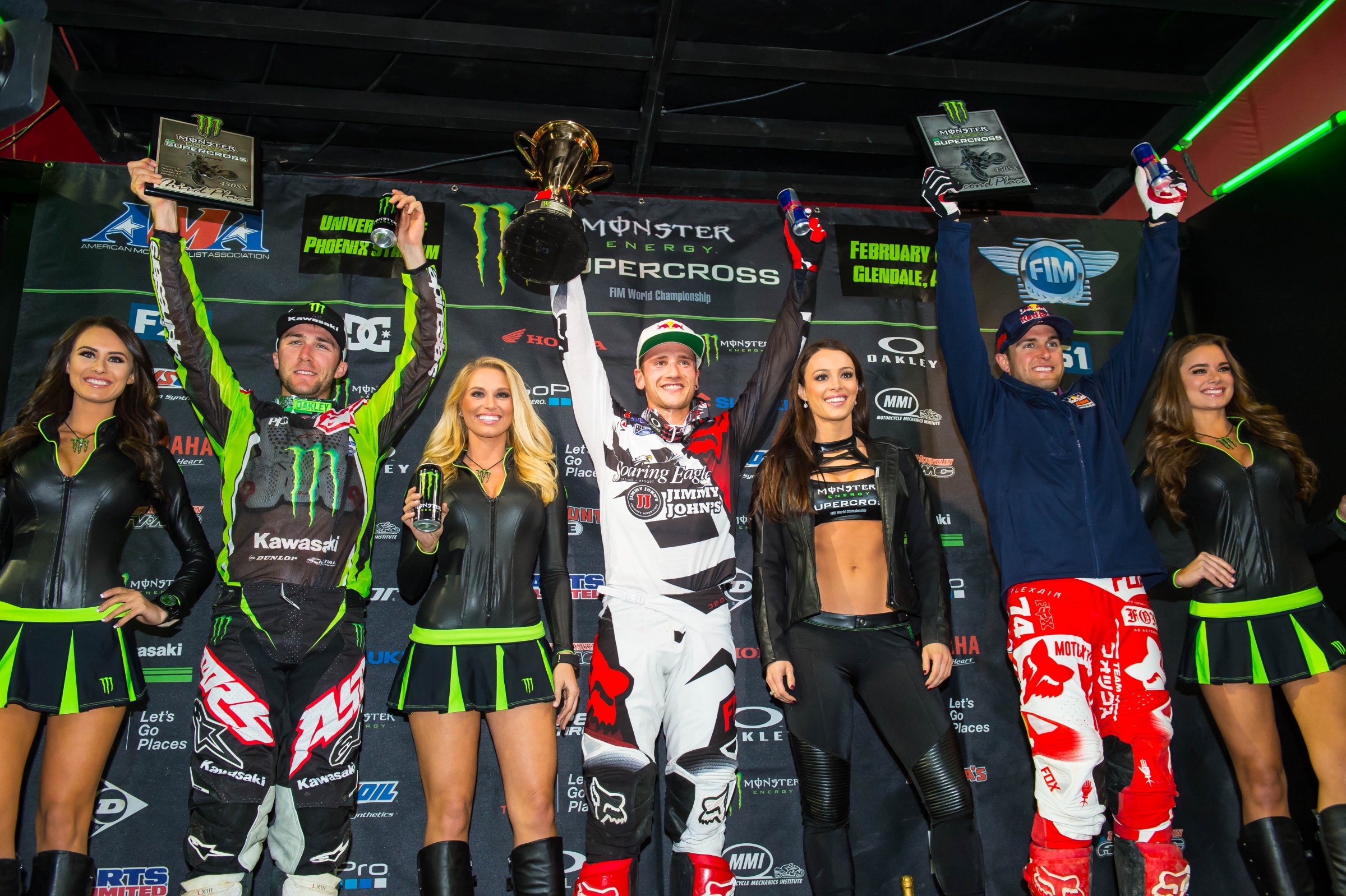 Roczen (middle) took home his first win of the season in Glendale.