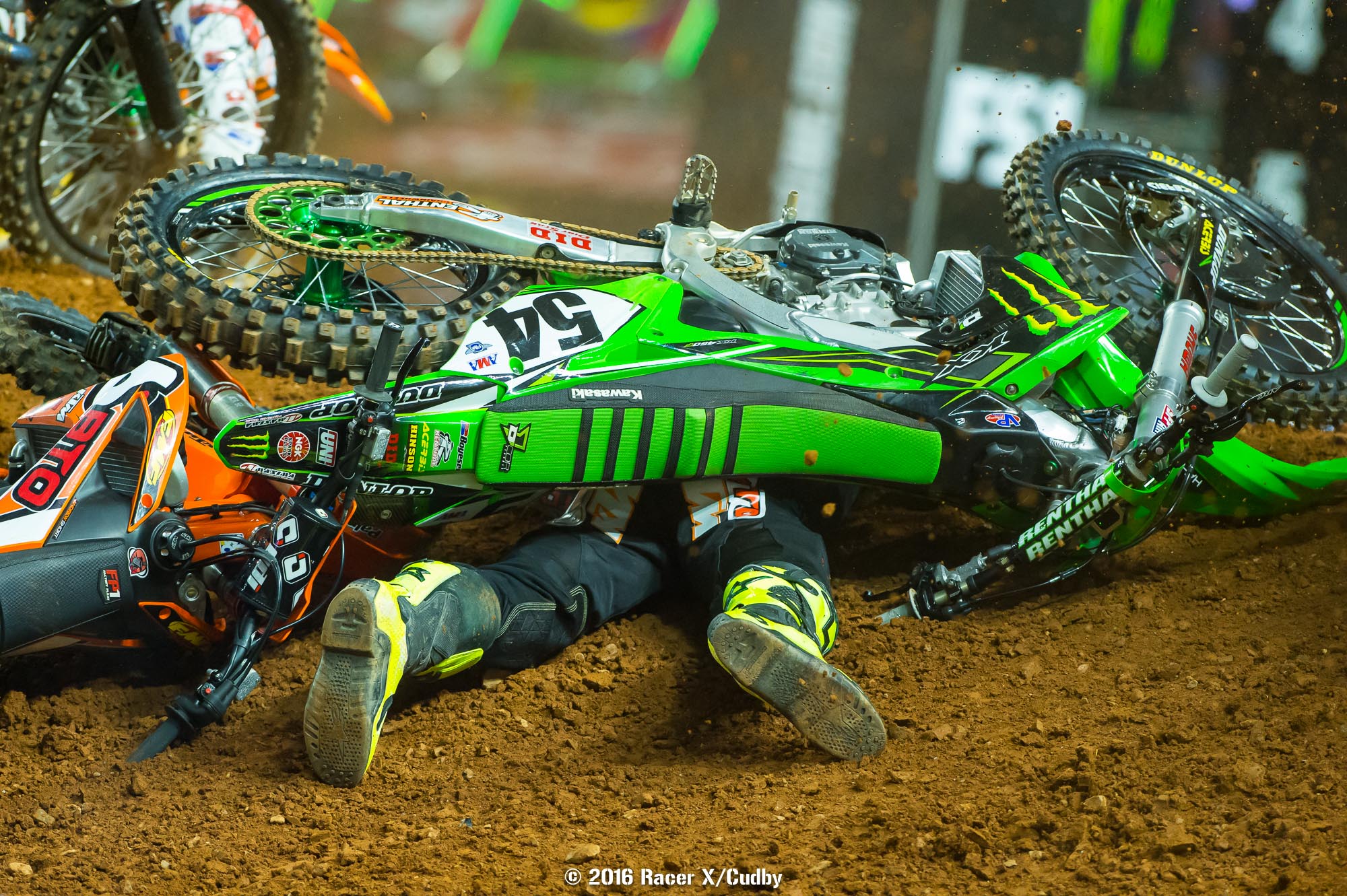 Wil Hahn got hit by the crashing bike of Andrew Short in an ugly crash.