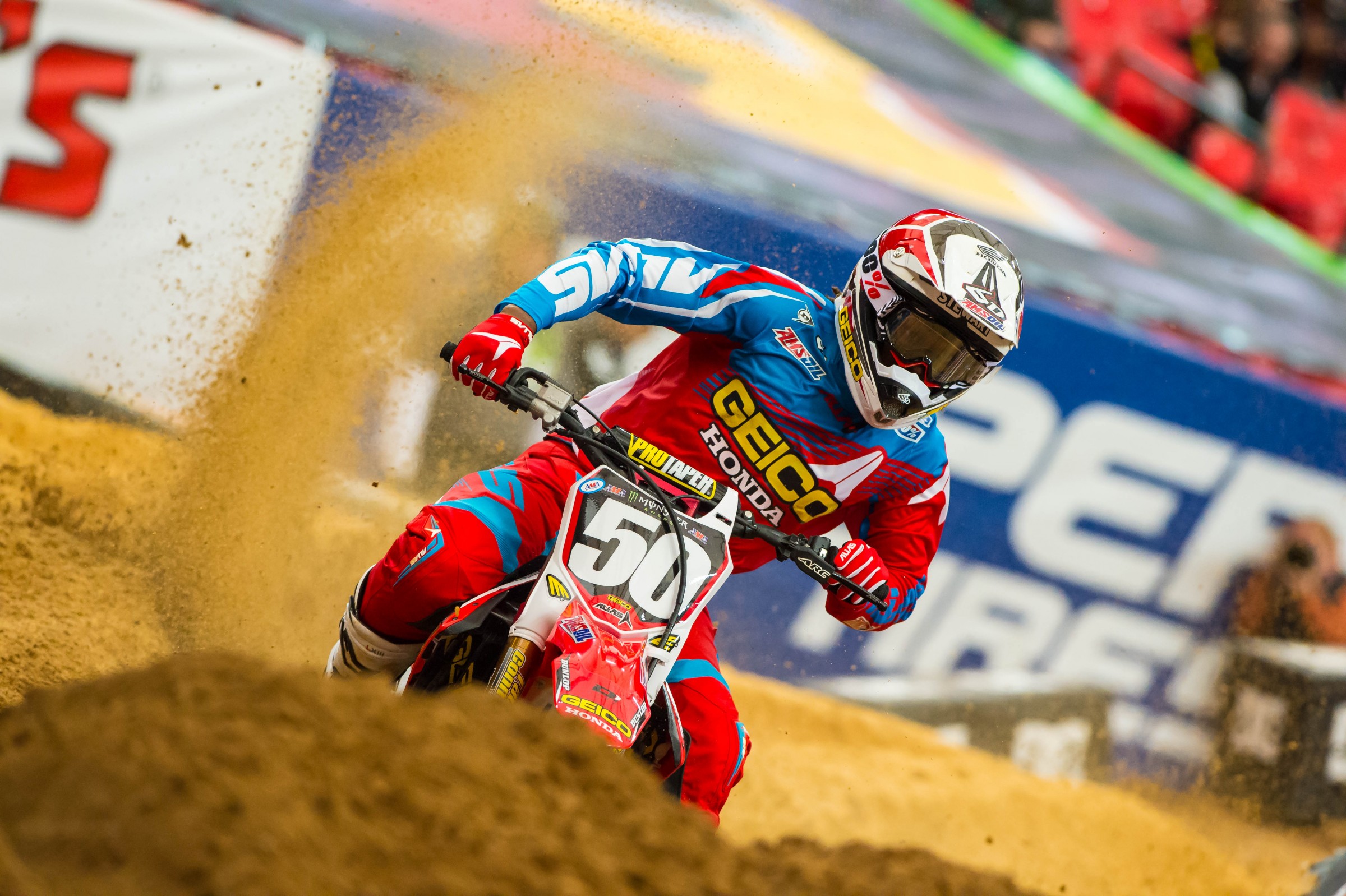 Can Malcolm Stewart become the first rider in AMA SX/MX history to win wearing #50? If it happens tomorrow night at Daytona, it will mean a new number has won for the first time, for the second week in a row!