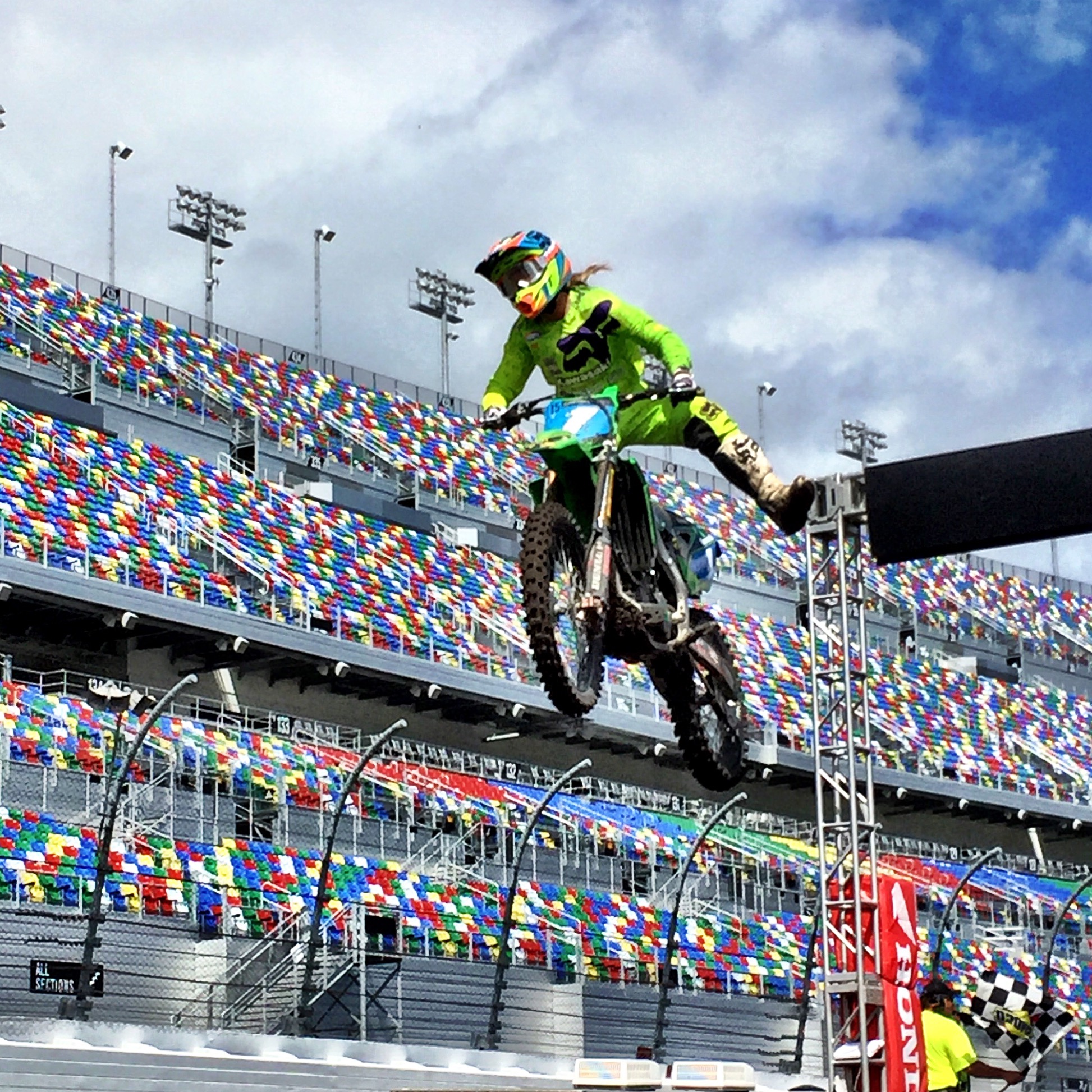 Kylie Fasnacht (above) split WMX moto wins with Kaitlyn Morrow but got the overall by winning the second one.