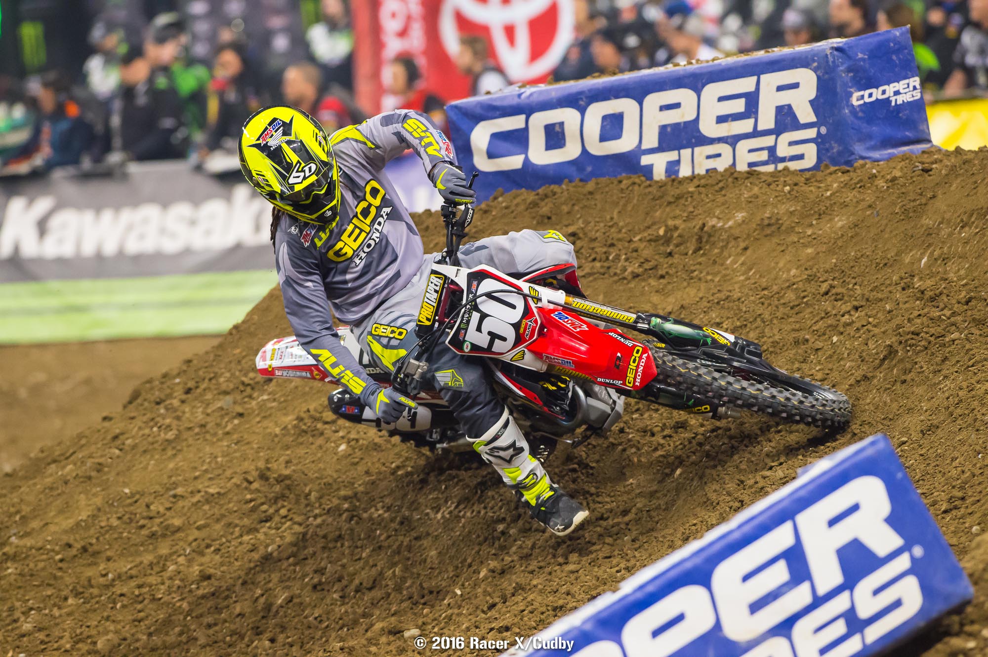 Stewart became the fourth winner in four rounds of 250SX East racing.
