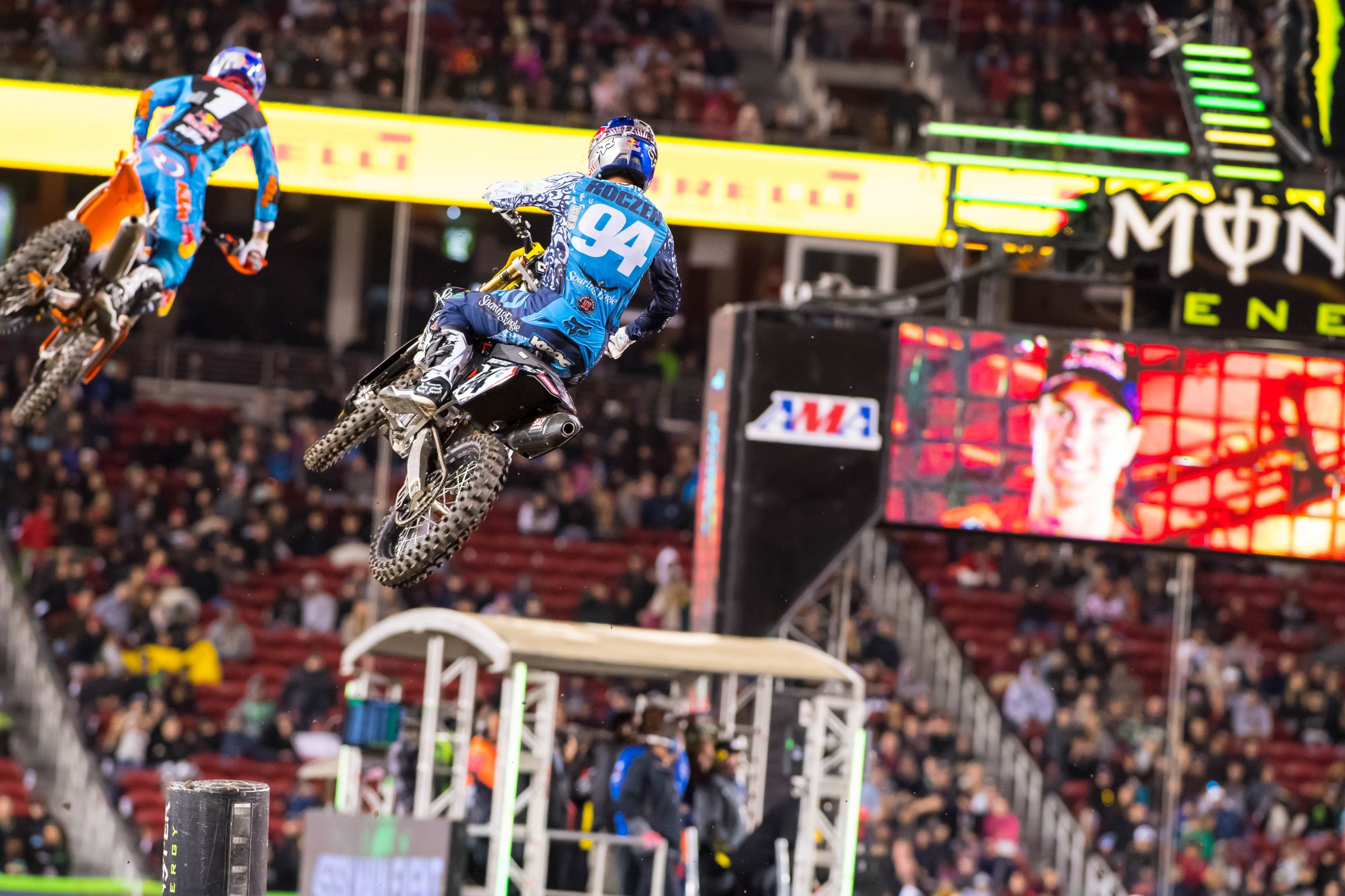 Roczen was putting the pressure on Dungey, but couldn't make a pass stick.