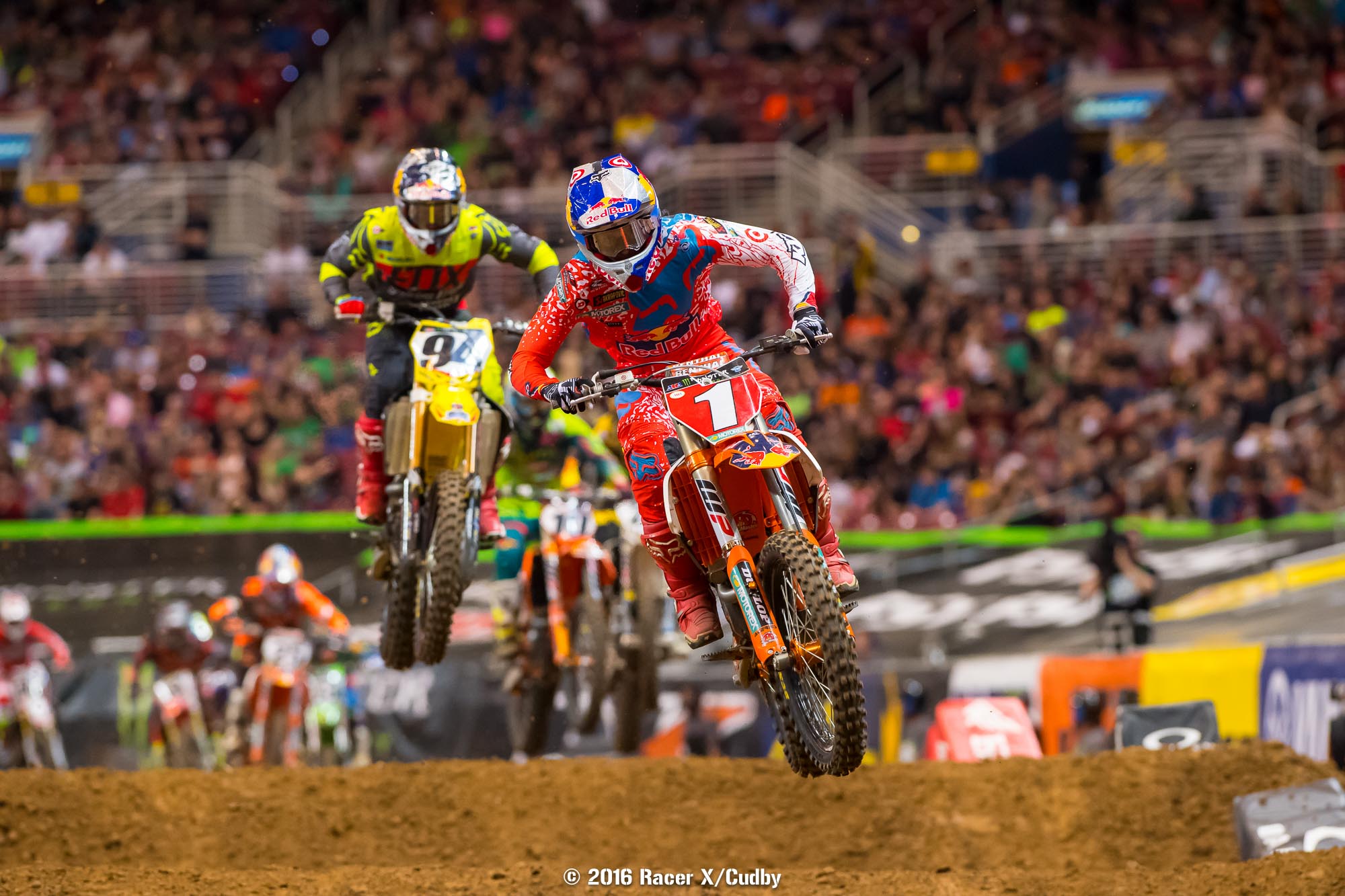 Dungey and Roczen were separated by less than a second for much of the 450SX Main
