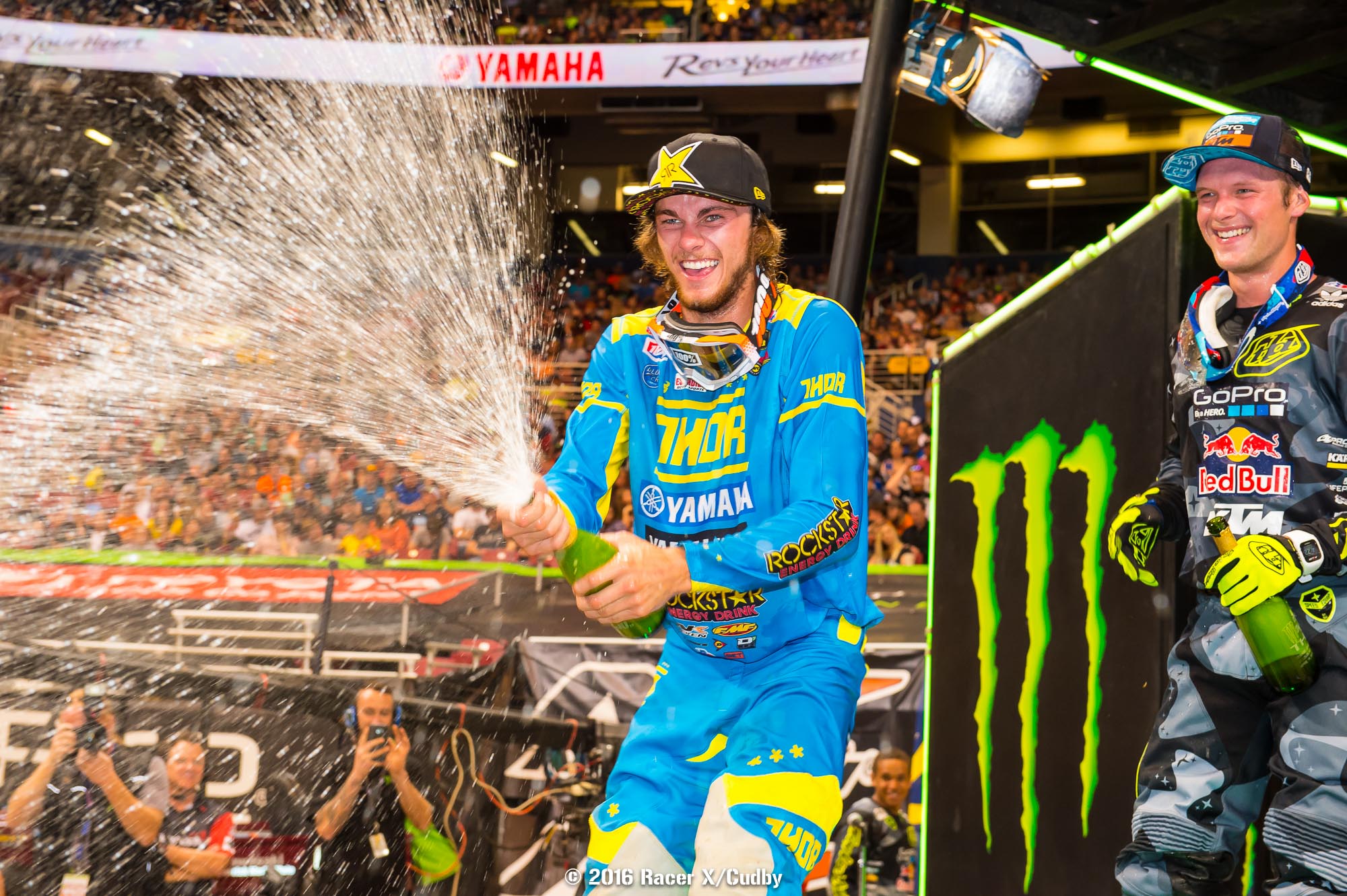 This is far from the last bottle of champagne Plessinger will be spraying on the podium.