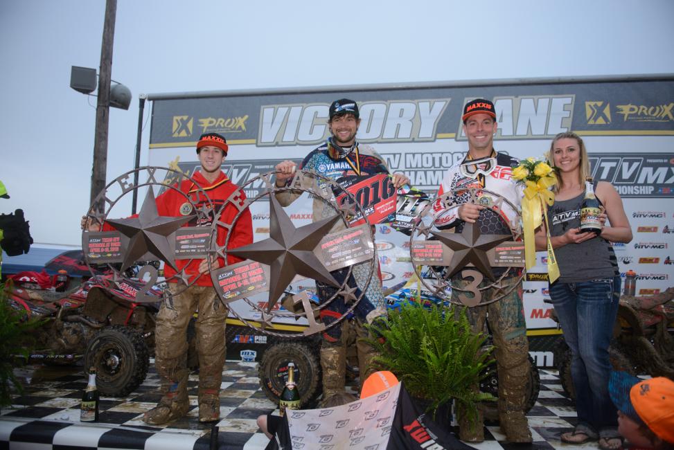 Wienen (center) holds the point's lead in ATV MX after a dominating start to the season.
