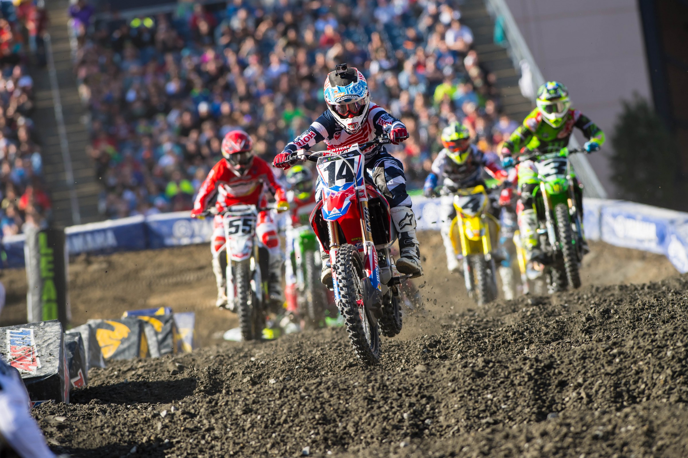 Cole Seely returned from injury and finished seventh. By the way, don't daytime SX racing photos look strange?