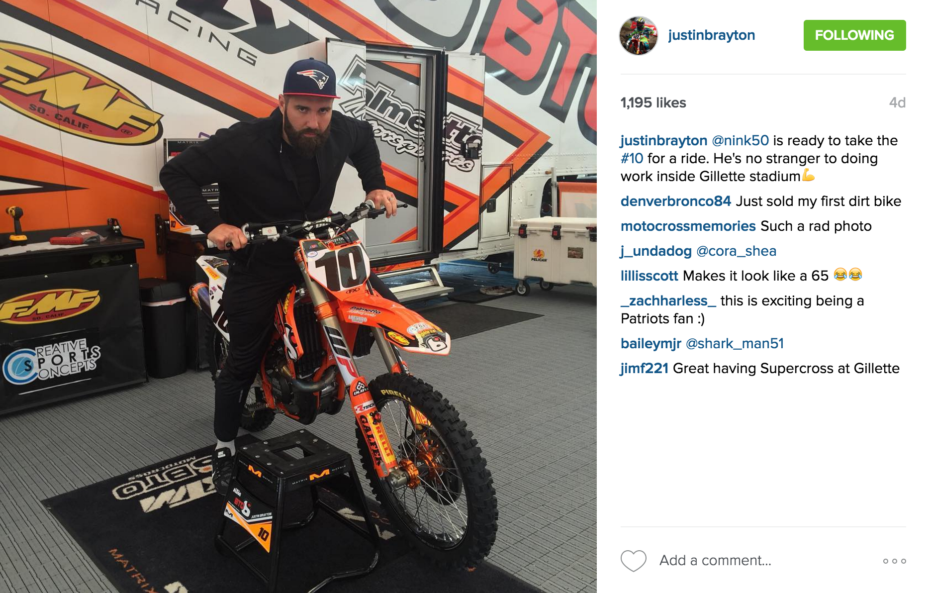 How small does Brayton's bike look here?