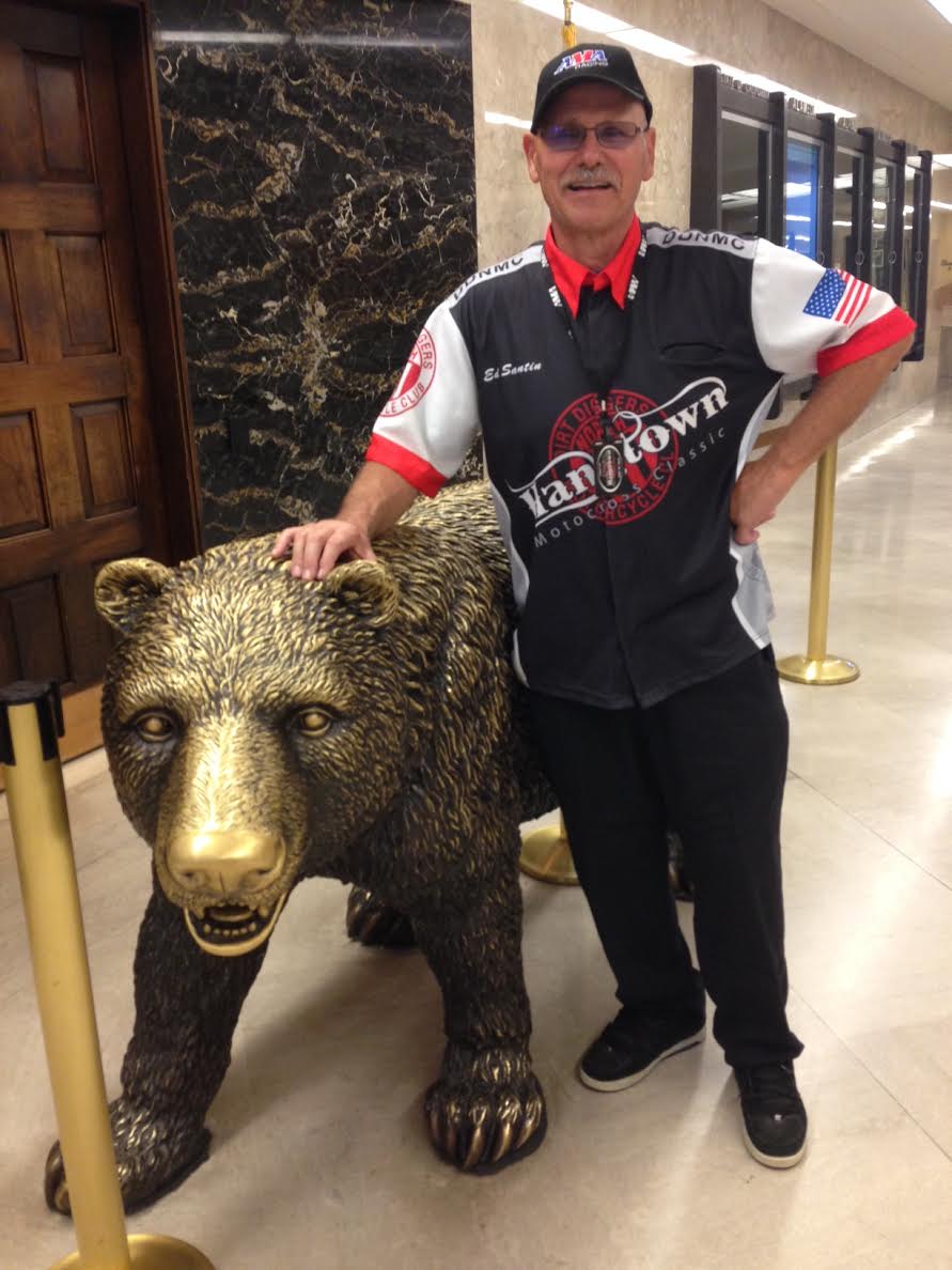 Ed Santin and the Dirt Digger M/C North made their annual pilgrimage to the California State Capitol in Sacramento this week and he got himself a bear Selfie!