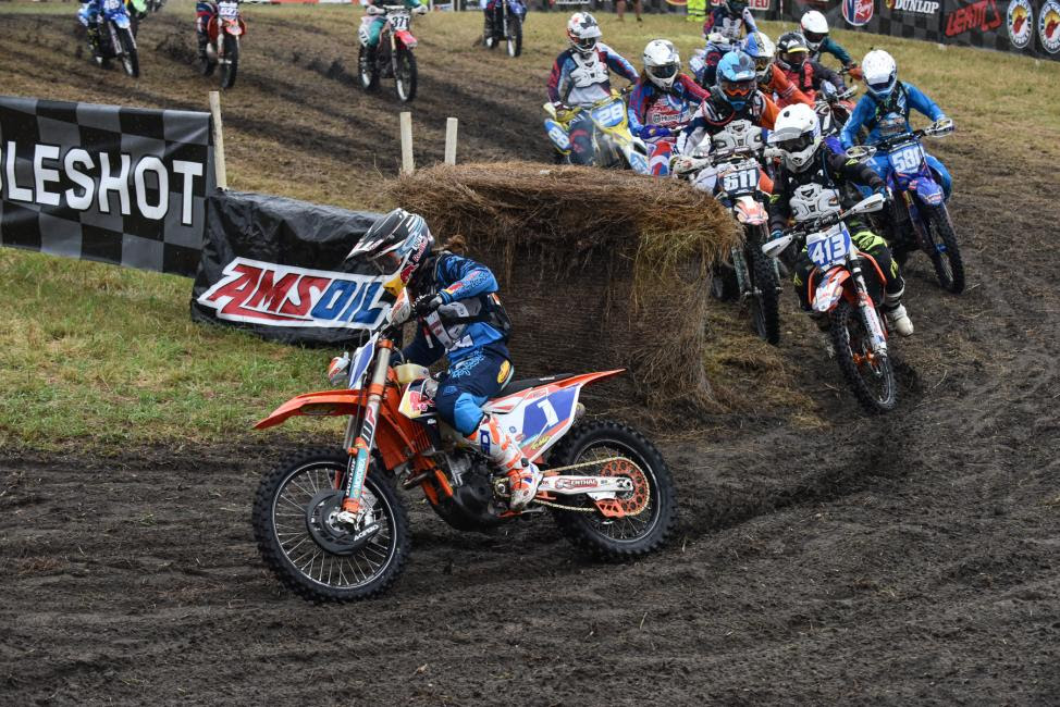 Mackenzie Tricker (#28) worked her way through the pack to earn the WXC and 10 a.m. overall win.