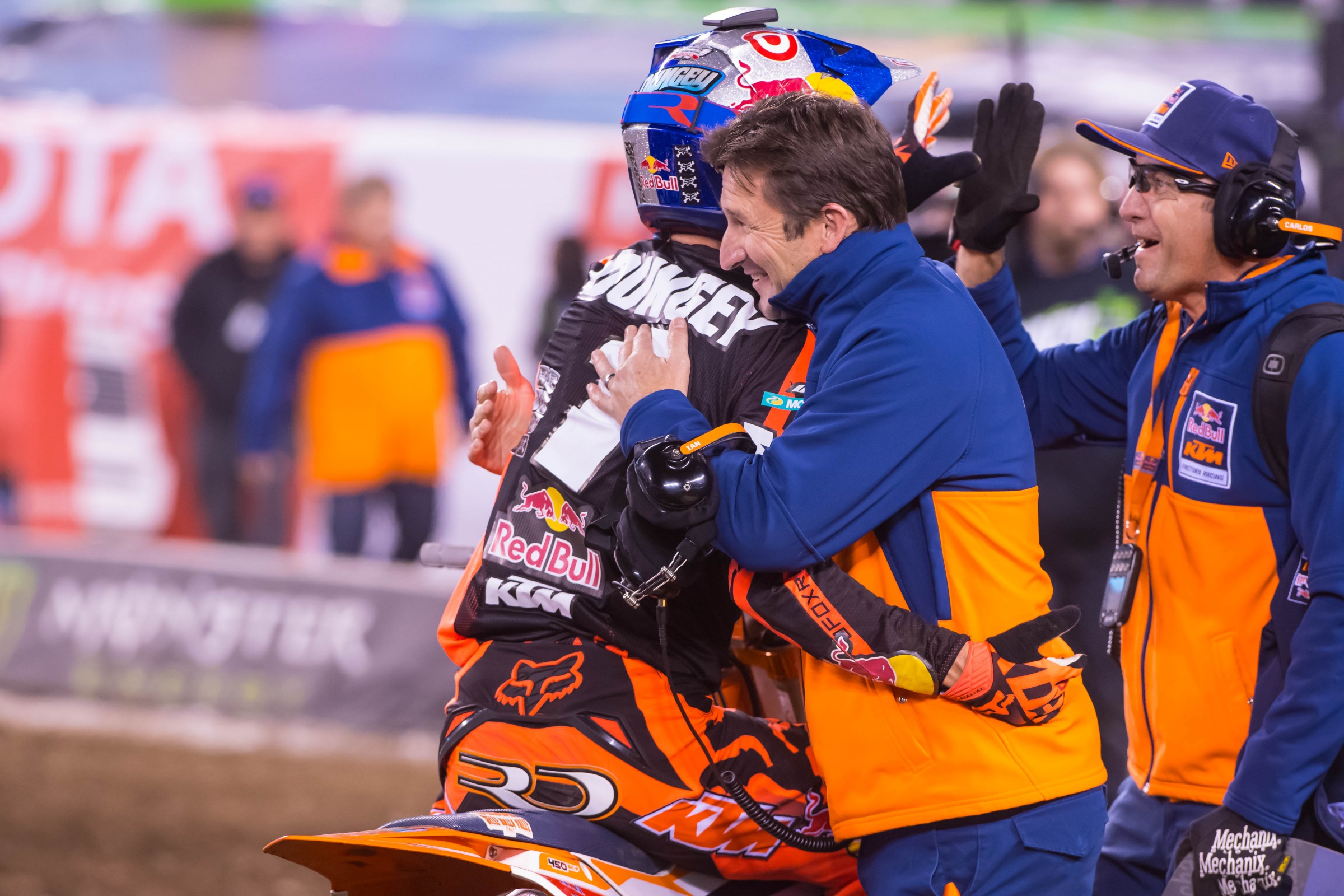 Dungey celebrates after clinching with a fourth place finish.
