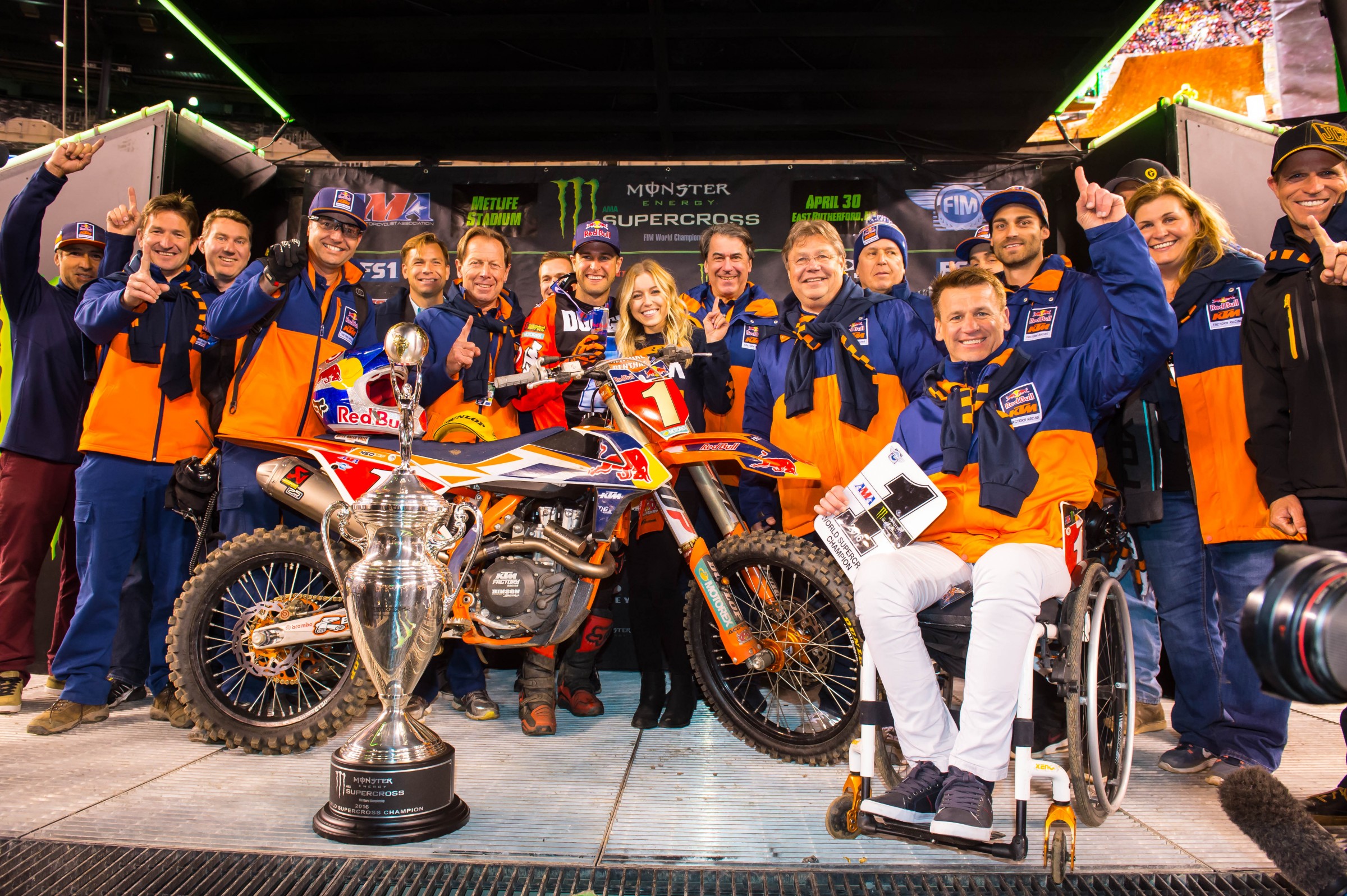 Ryan Dungey and the Red Bull KTM team celebrate their third title.