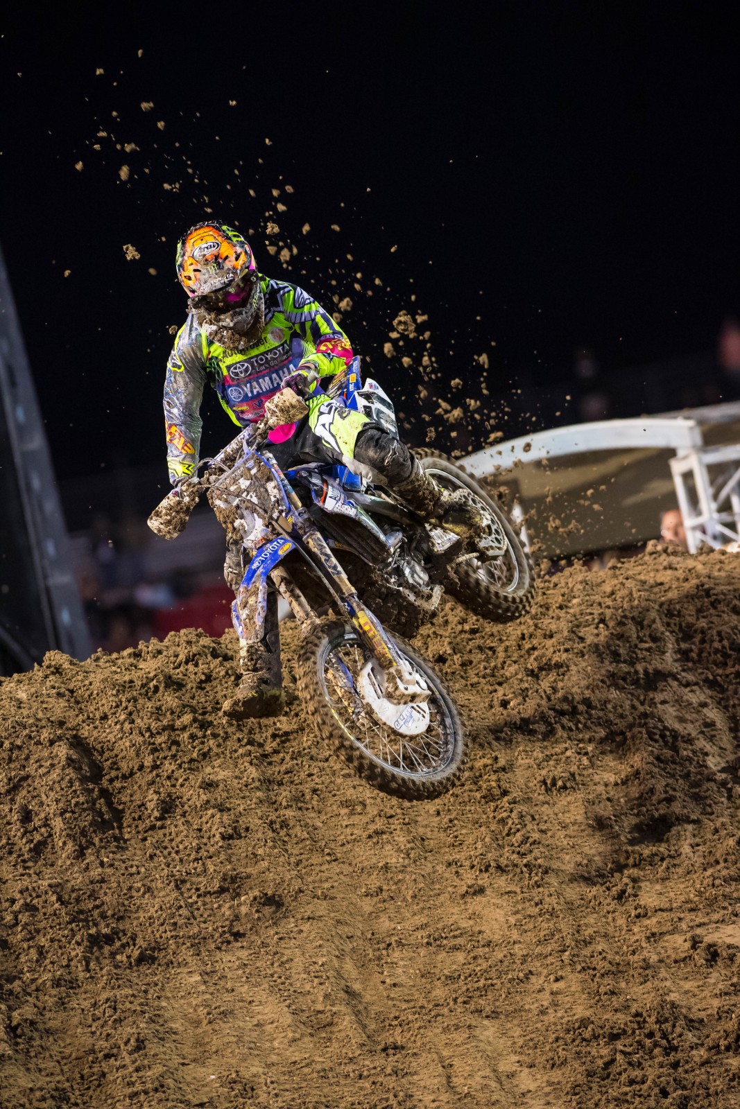 Another forgettable SX ride for Barcia. But this happened last year and he caught fire outdoors....