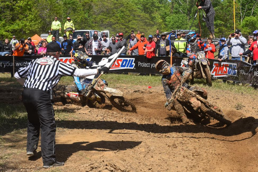 Kailub Russell and Josh Strang were wheel-to-wheel at the finish.
