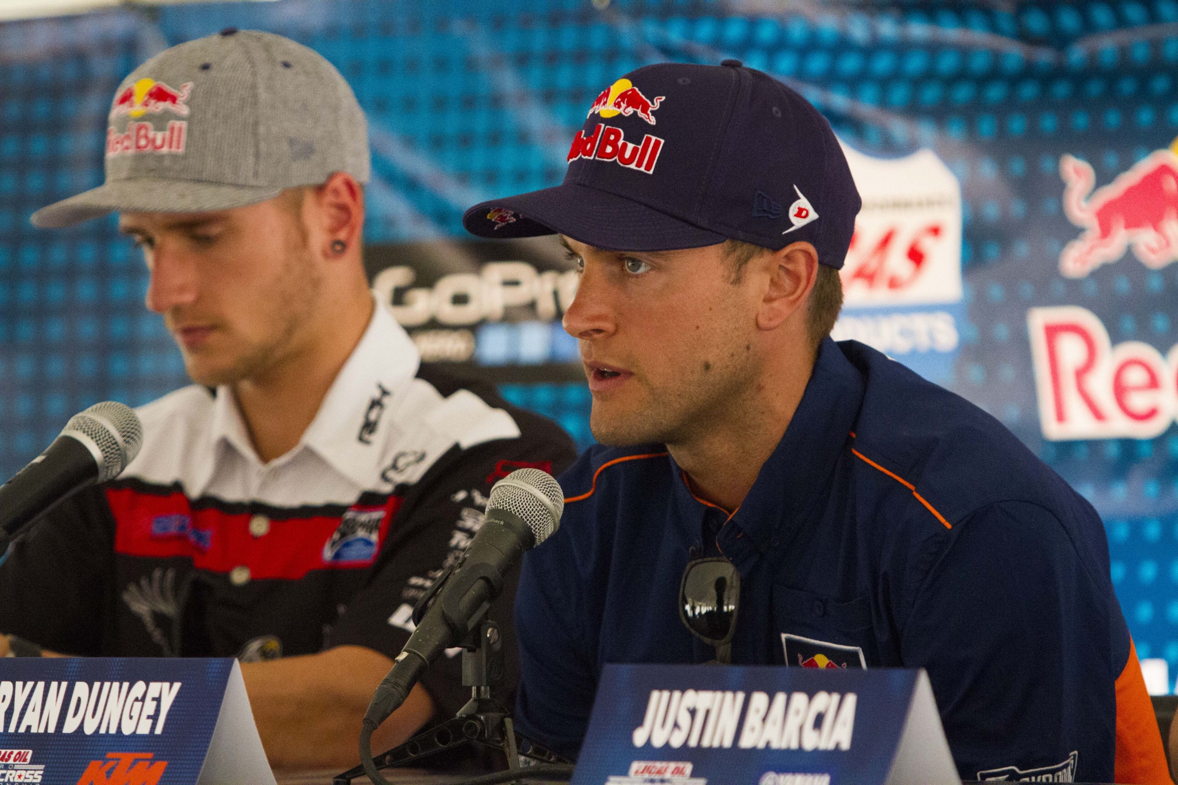 The defending champion Ryan Dungey answers questions at press day on Thursday.