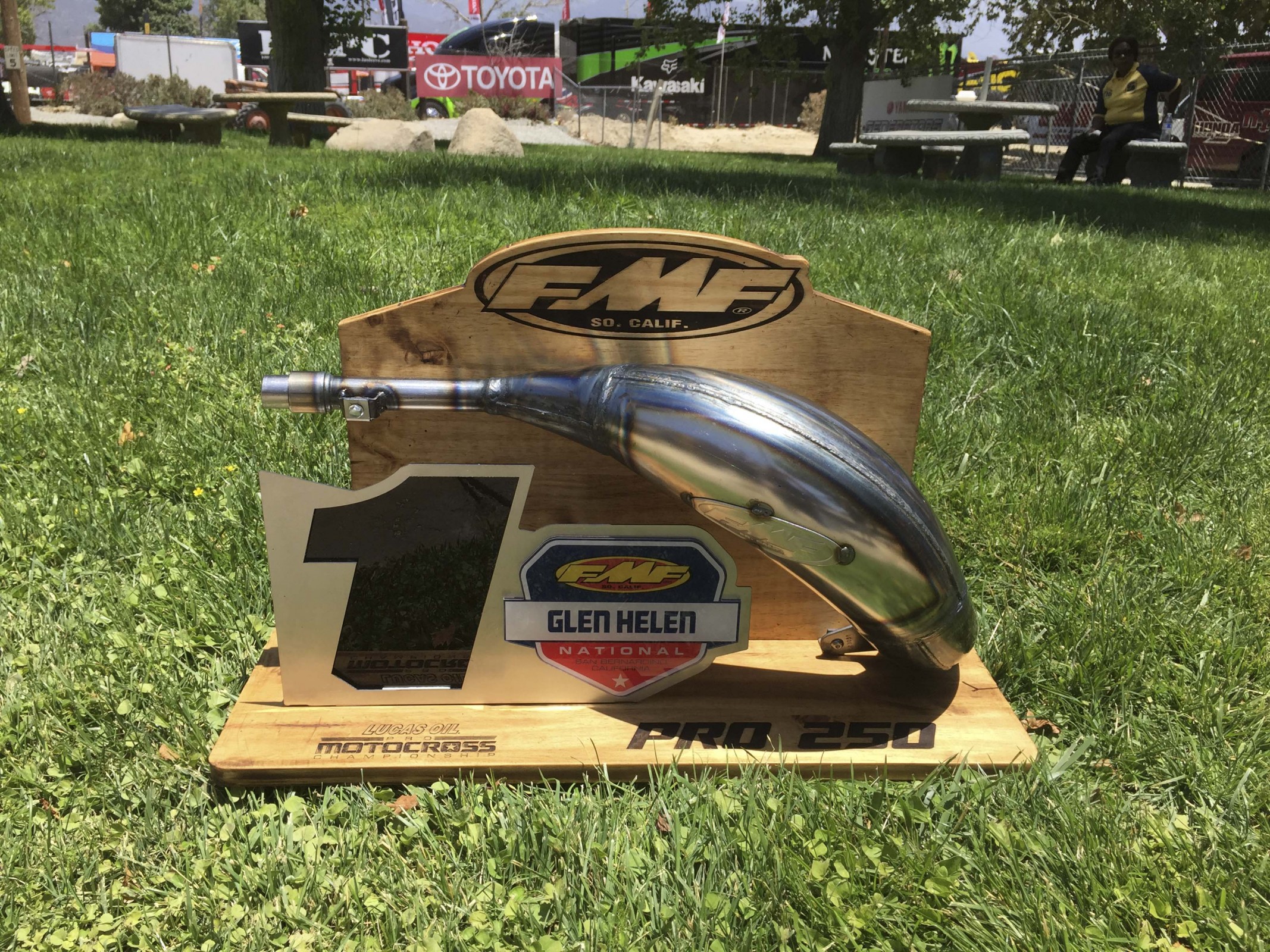 The FMF Glen Helen National trophies are on point!