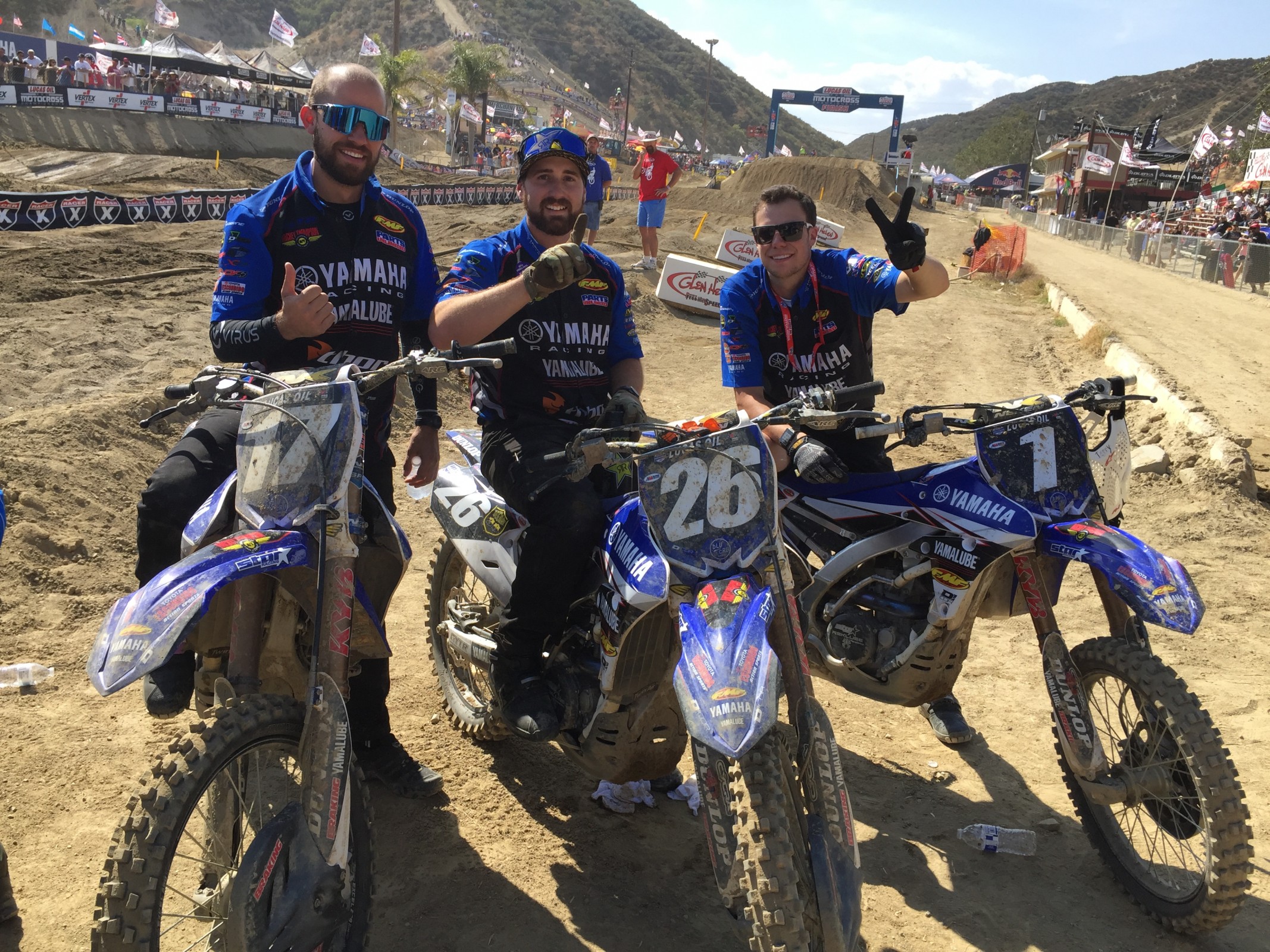 Yamaha celebrates their riders' results at Glen Helen.