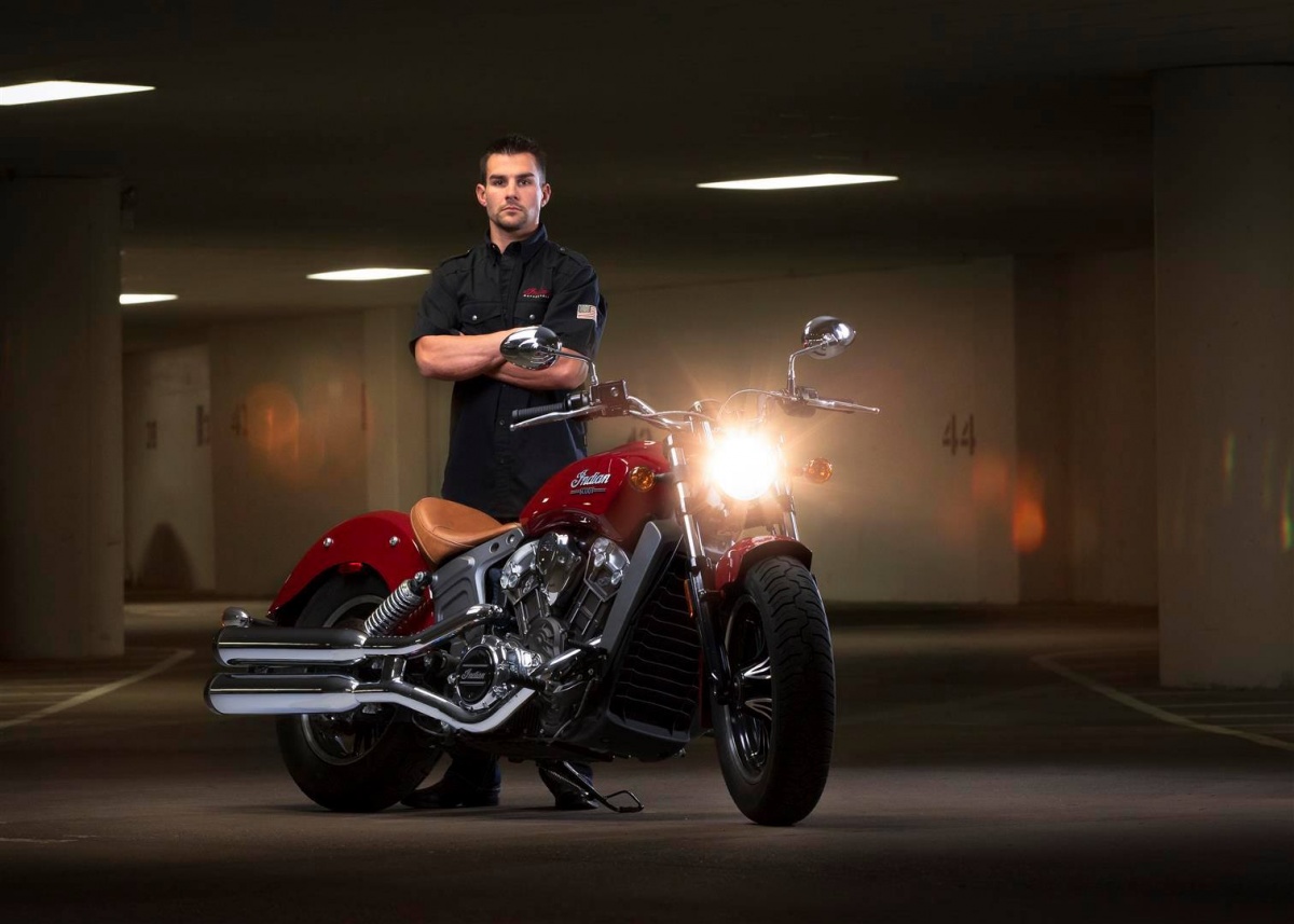 Jared Mees pictured with the Indian Motorcycle.