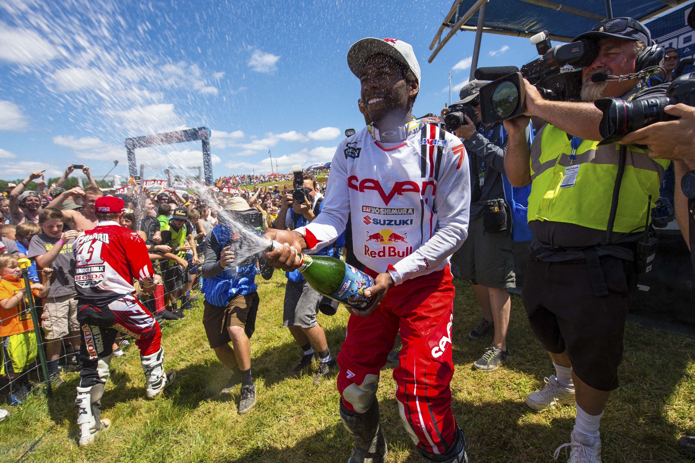 Stewart celebrates his 2014 win at High Point.