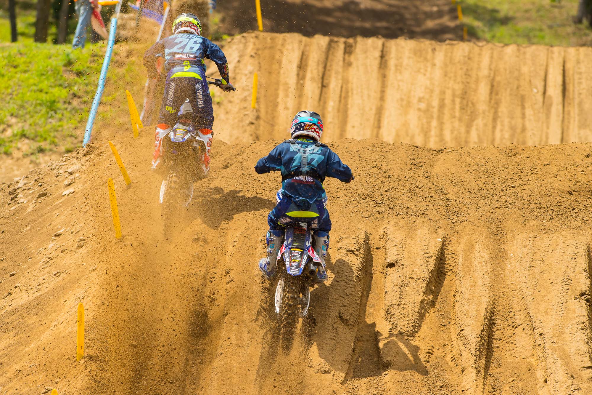 Webb chasing Alex Martin in moto one.