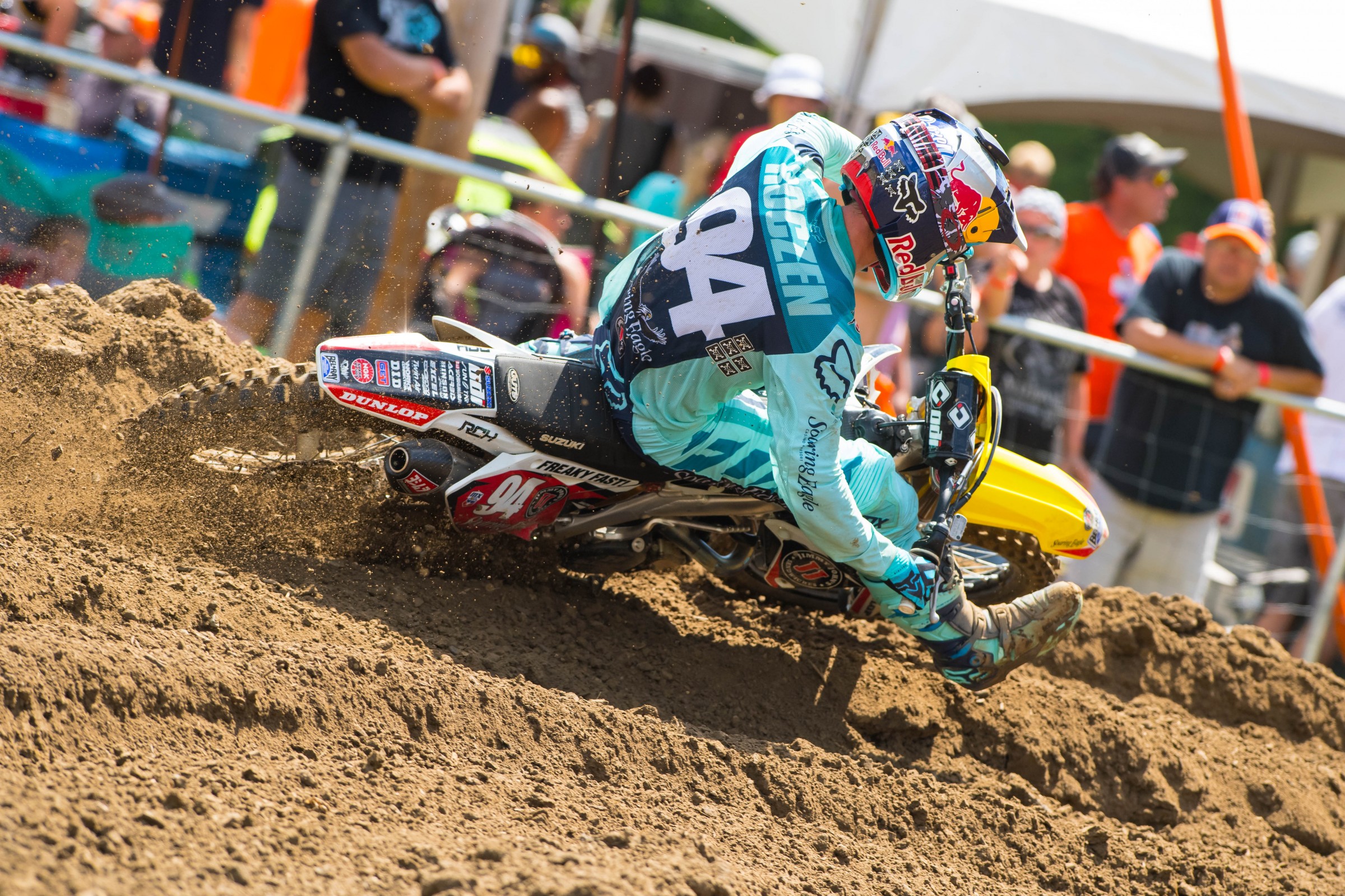 Roczen's ability to float through berms—never burying the bike deep under hard braking, turning or accelerating—paid off big time in the soft Millville soil.