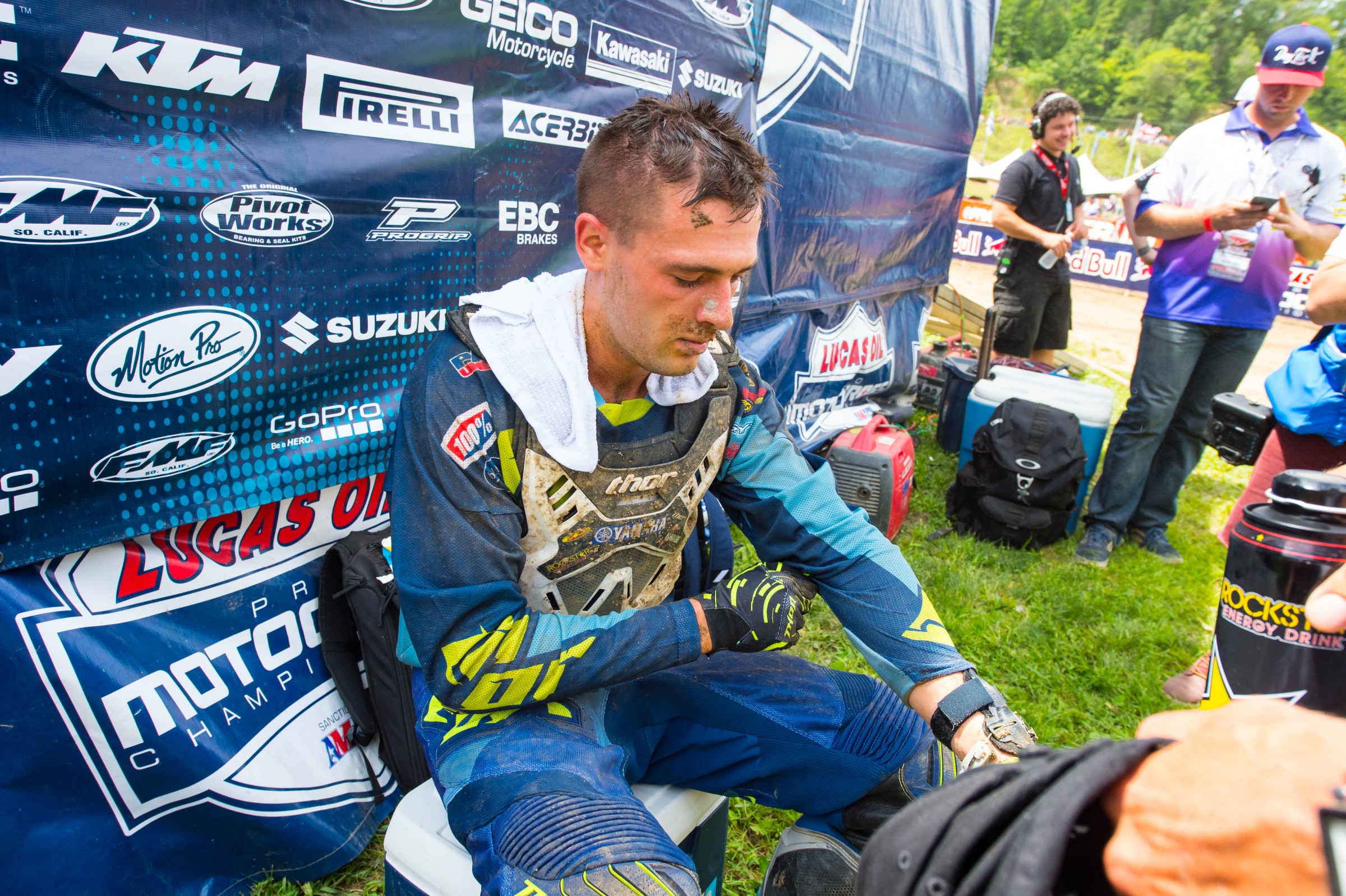 Points leader Cooper Webb has been riding the Lucas Oil Pro Motocross Championship with a broken wrist.