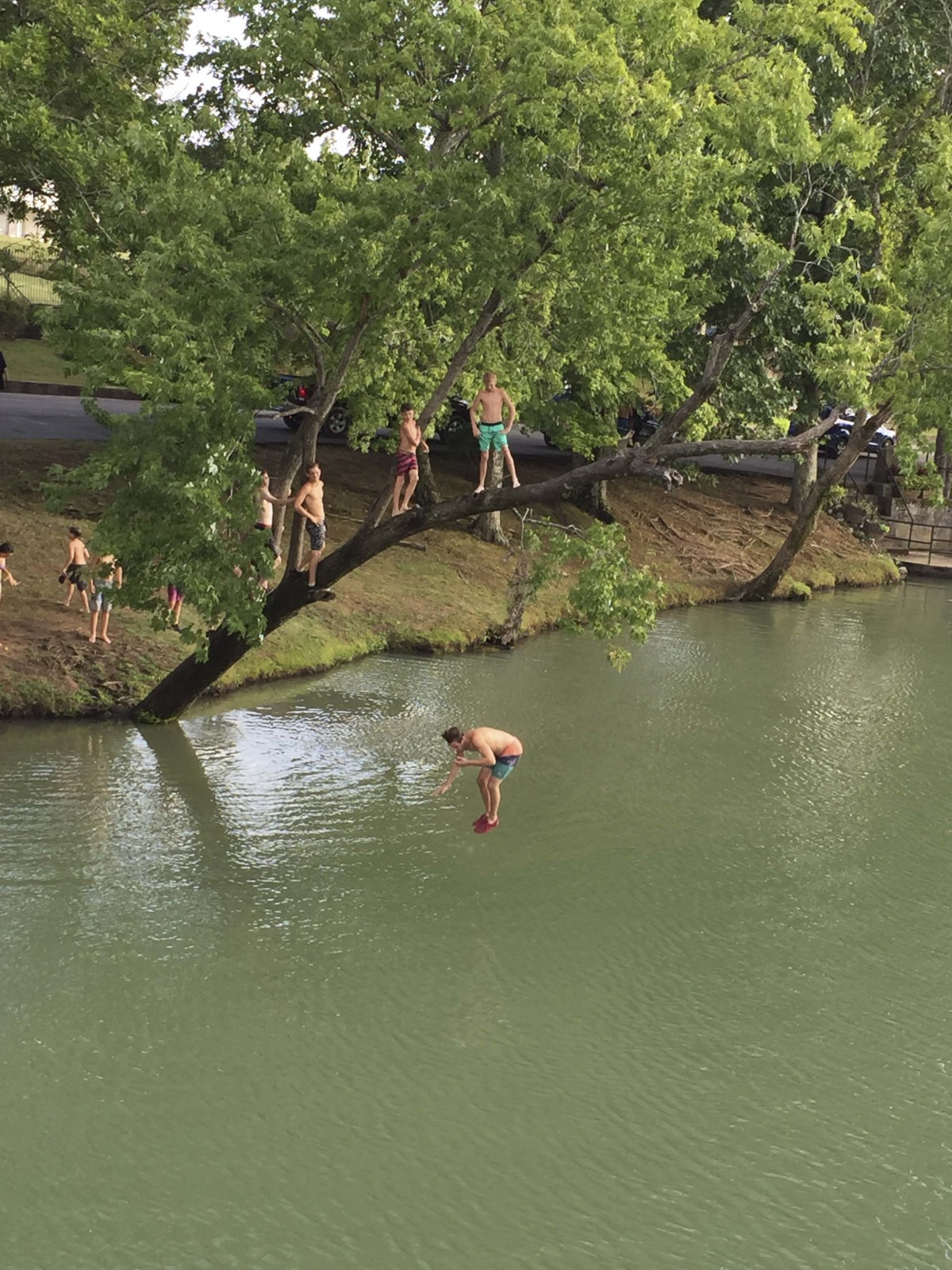 The best place to bench-race, or climb on trees, at the Ranch.
