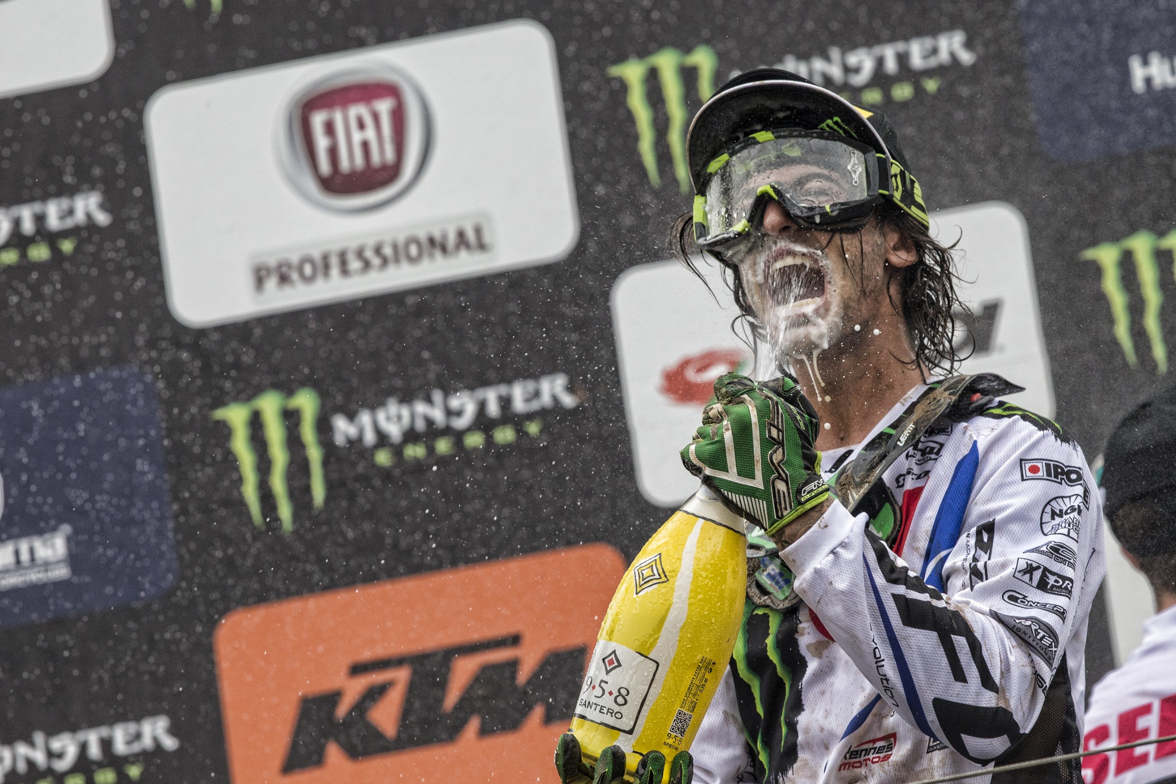 Ferrandis celebrates his win at the Grand Prix of Czech Republic.