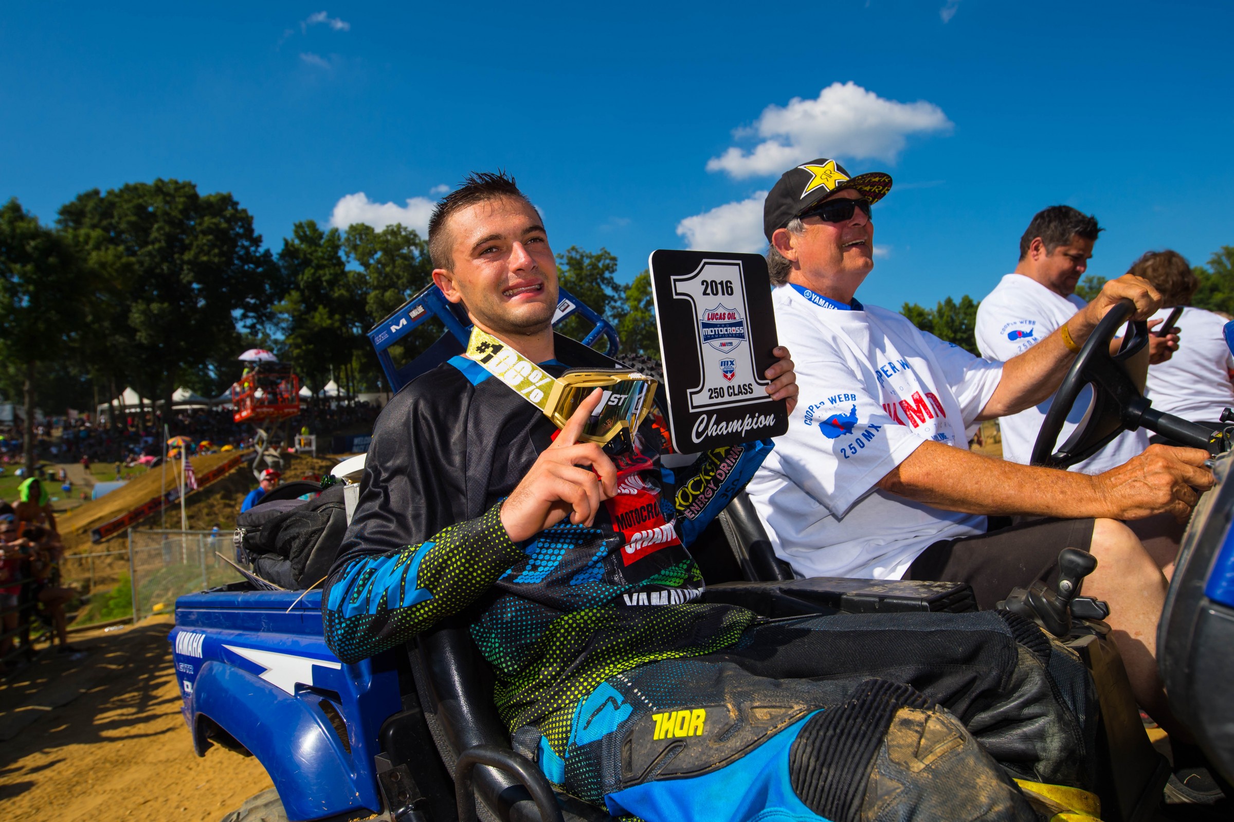 Webb and Star Racing team owner Bobby Regan show off the #1 plate.
