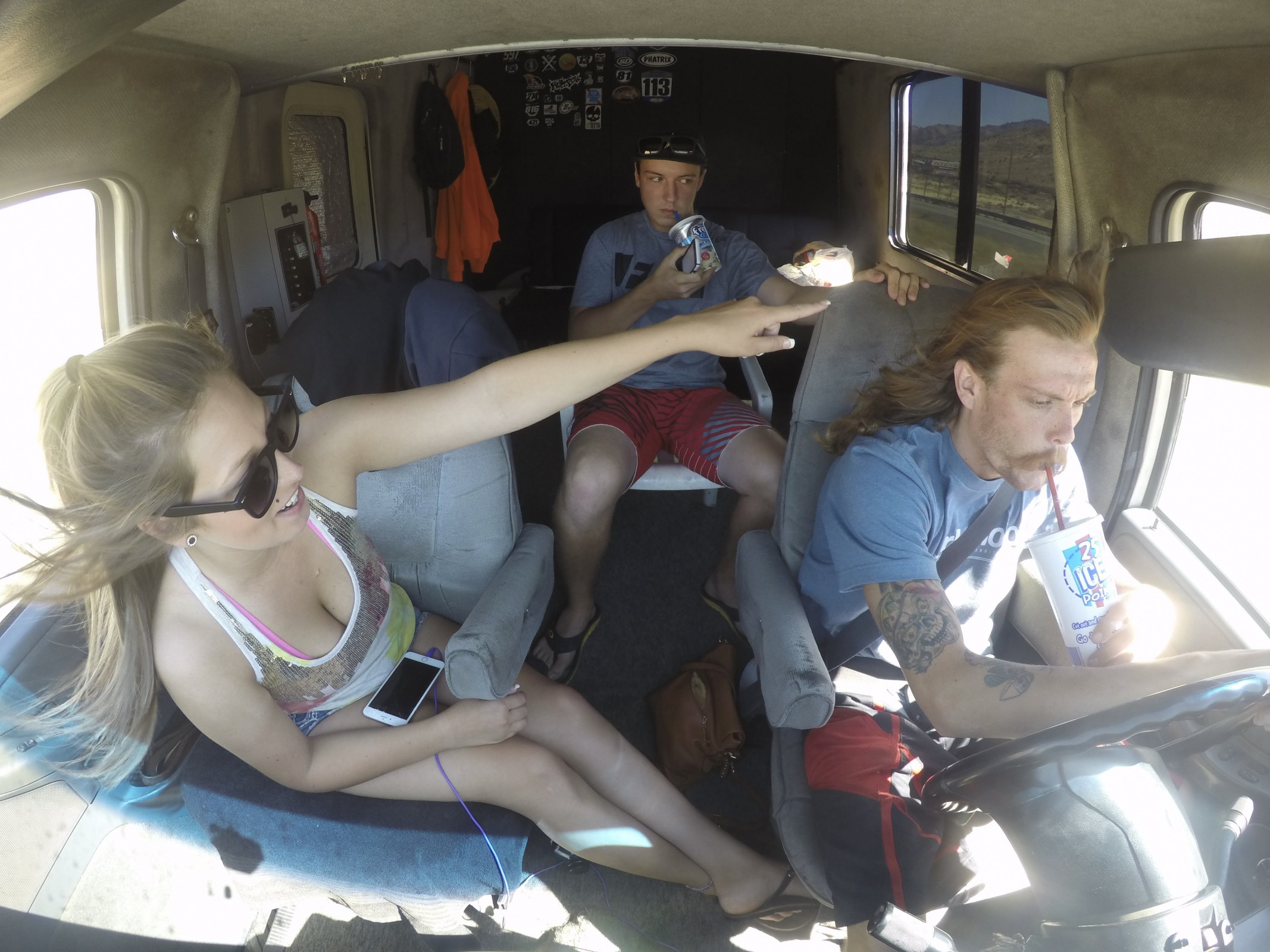 Inside the Stank Bus.