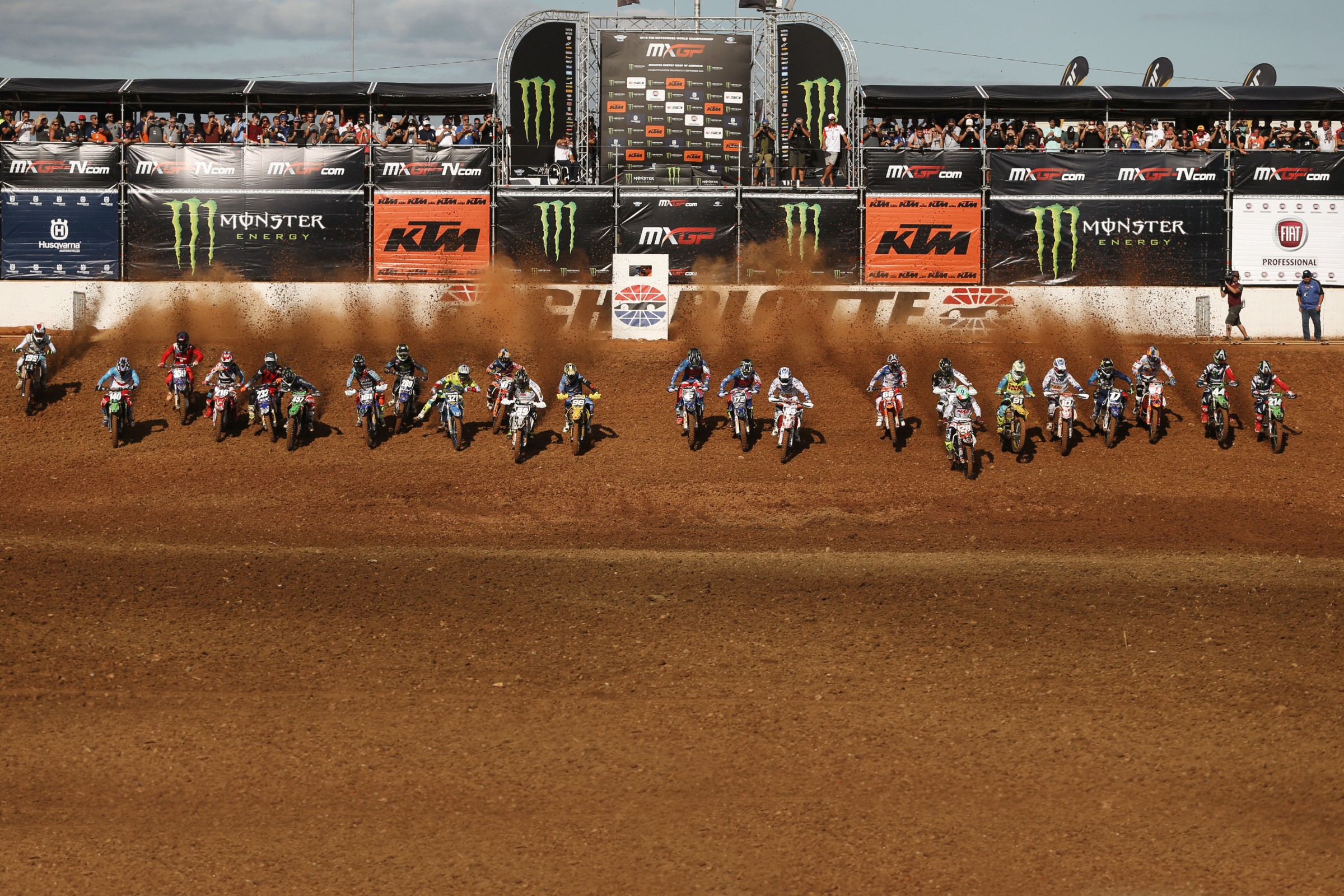 The start ran down the center of the track and into the big corners of The Dirt Track at Charlotte.