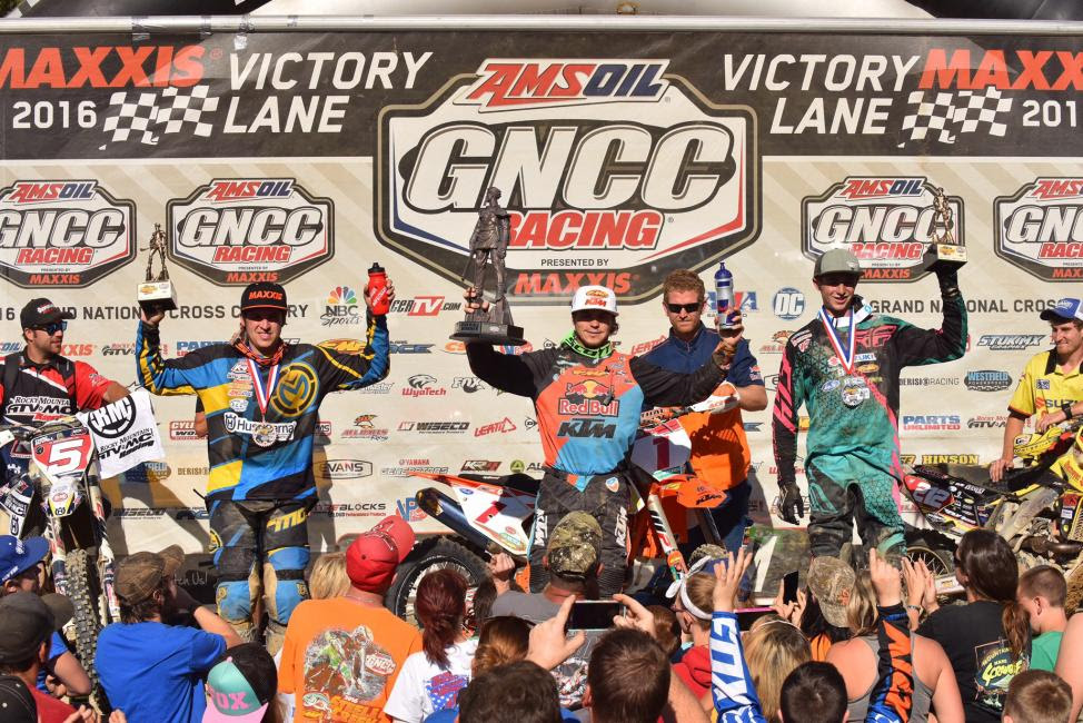 Overall Podium: (2) Thad Duvall, (1) Kailub Russell, (3) Ricky Russell.