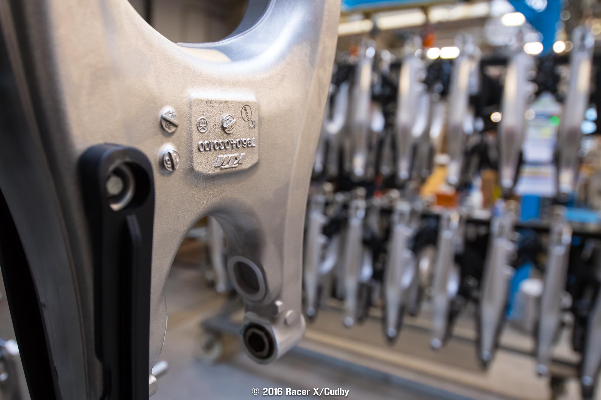 Swing arms await the next run on the production line.