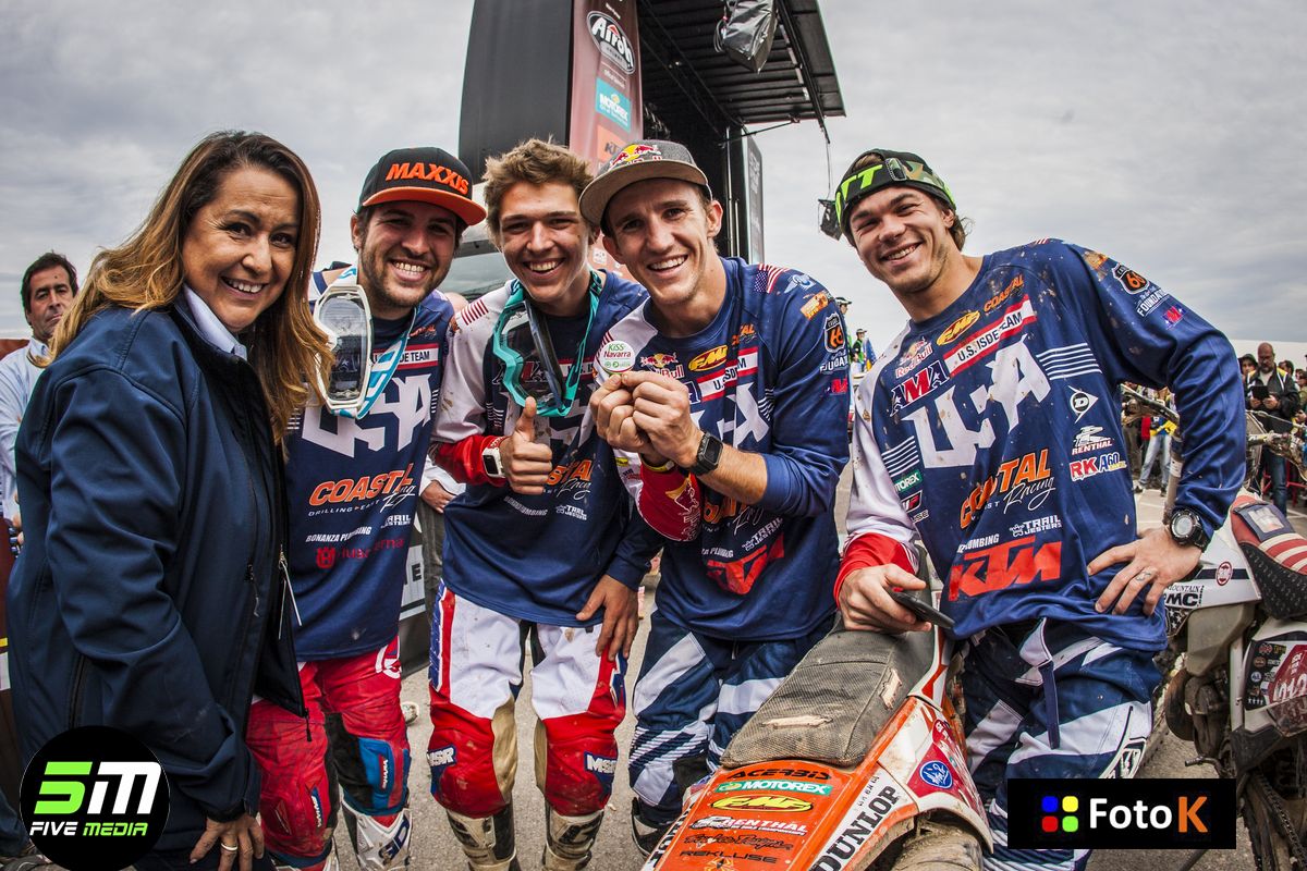The boys celebrate a historic win.