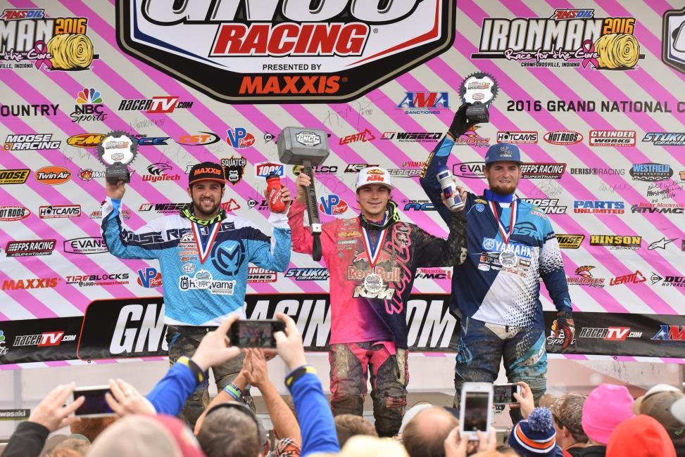 Overall Podium: (2) Thad Duvall, (1) Kailub Russell, (3) Grant Baylor.