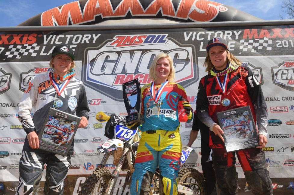 10 a.m. Overall Podium: (2) Becca Sheets, (1) Tayla Jones, (3) MacKenzi Tricker