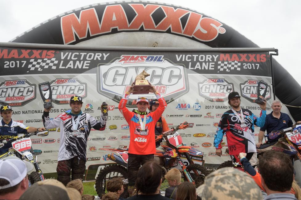 Overall Podium: (2) Thad Duvall, (1) Kailub Russell, (3) Steward Baylor.