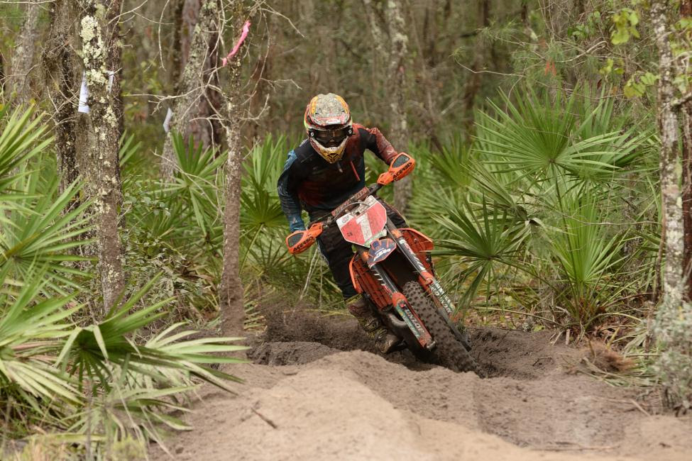 After multiple goggle changes, Kailub Russell crossed the finish line victorious for the first time this season.