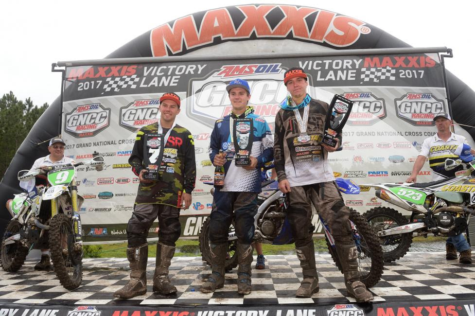 XC2 250 Pro Podium: (2) Craig Delong, (1) Josh Toth, (3) Layne Michael.