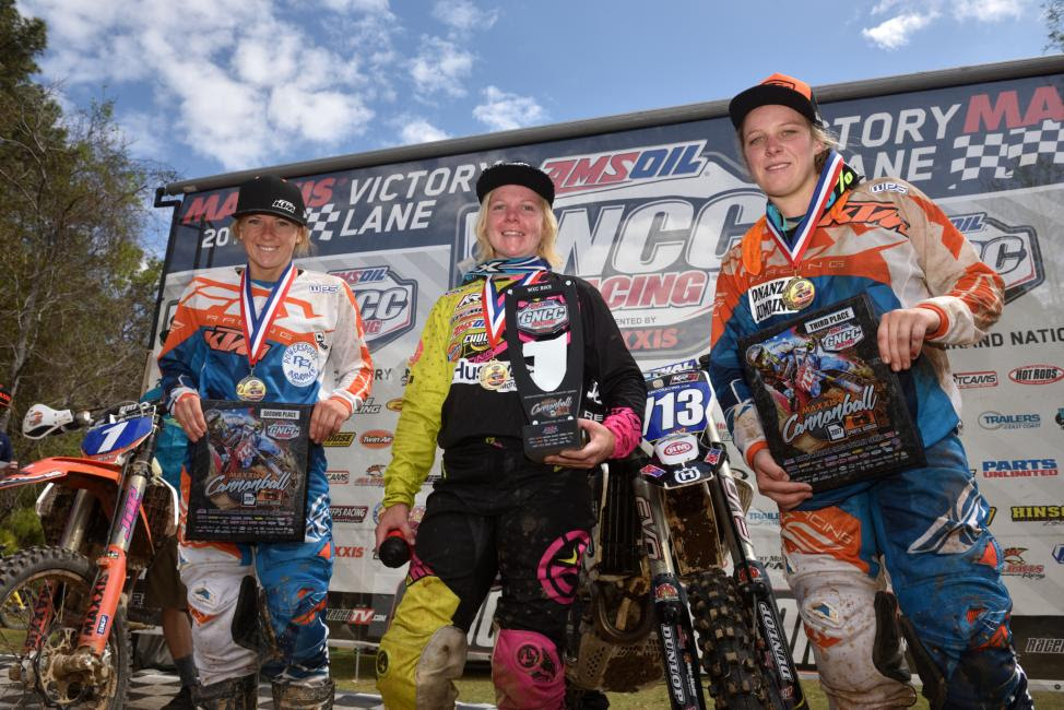 10 a.m. Overall Podium: (2) Becca Sheets, (1) Tayla Jones, (3) MacKenzie Tricker.