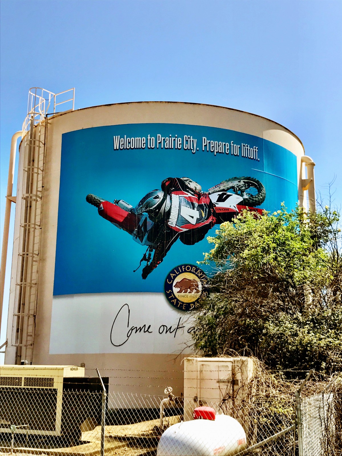 How big of a shadow does Ricky Carmichael still cast over the sport? He's got his own water tower at Hangtown!